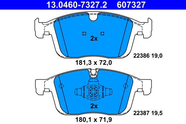 ATE 607327 Súprava brzdových doštičiek 13.0460-7327.2