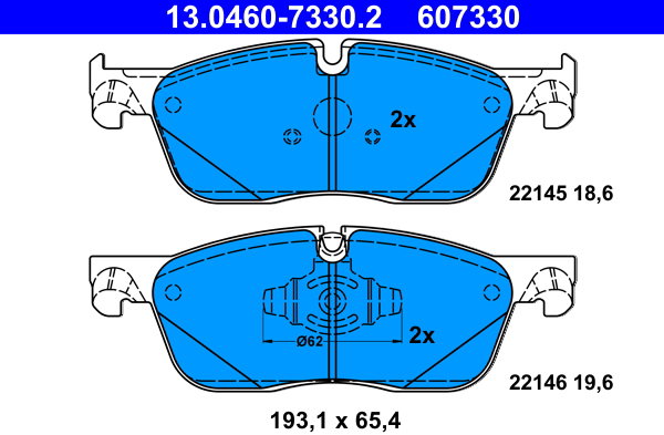 ATE 607330 Súprava brzdových doštičiek 13.0460-7330.2