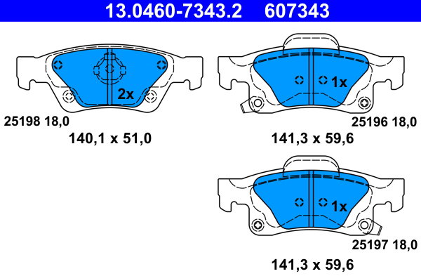 ATE 607343 Sada brzdových doštičiek 13.0460-7343.2