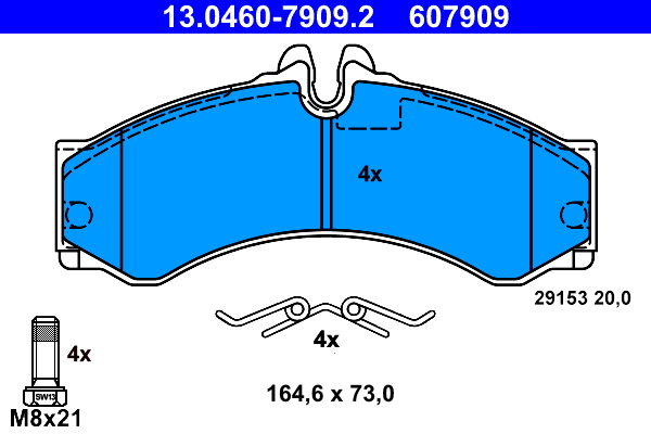 ATE 607909 Súprava brzdových doštičiek 13.0460-7909.2