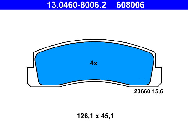 ATE 608006 Súprava brzdových doštičiek 13.0460-8006.2