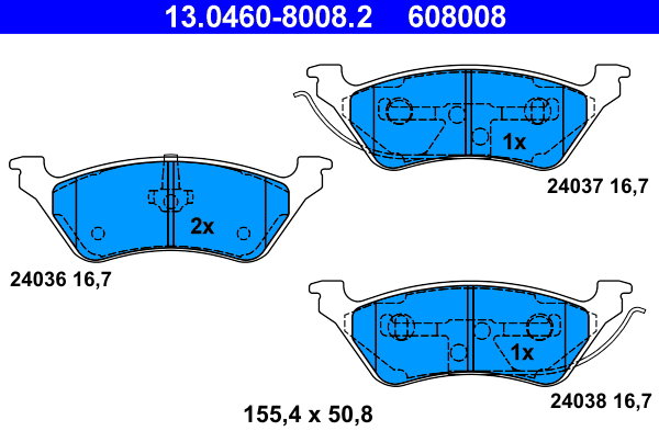 ATE 608008 Súprava brzdových doštičiek 13.0460-8008.2