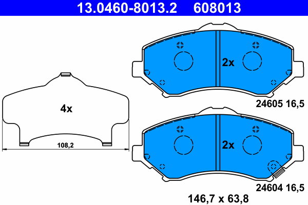ATE 608013 Súprava brzdových doštičiek 13.0460-8013.2