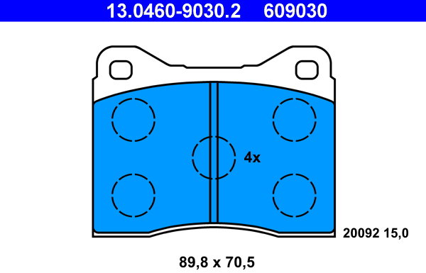 ATE 609030 Súprava brzdových doštičiek 13.0460-9030.2