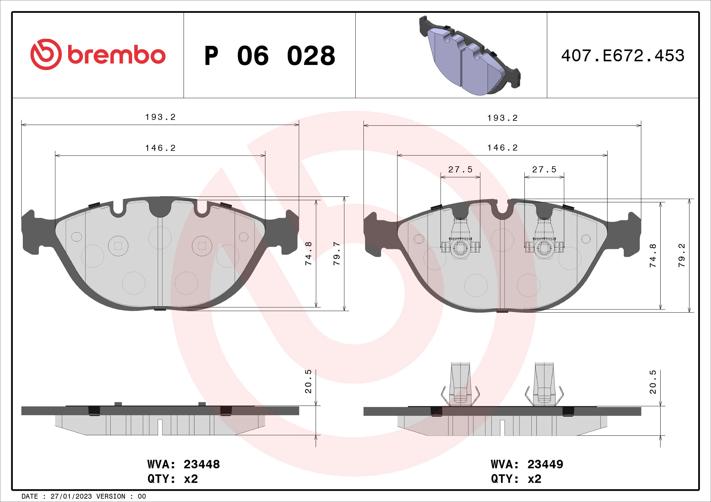 BREMBO Sada brzdových doštičiek P 06 028