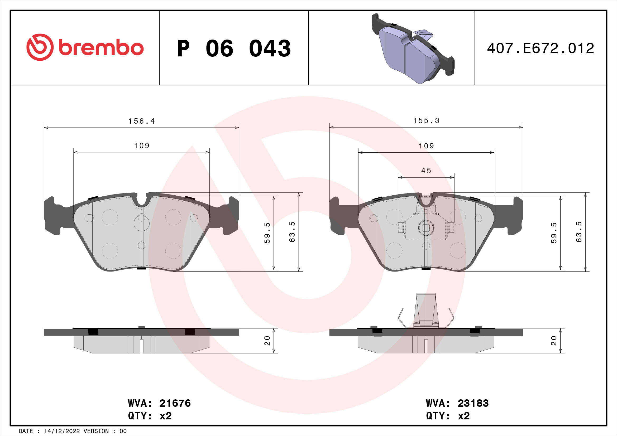 BREMBO Sada brzdových doštičiek P 06 043X