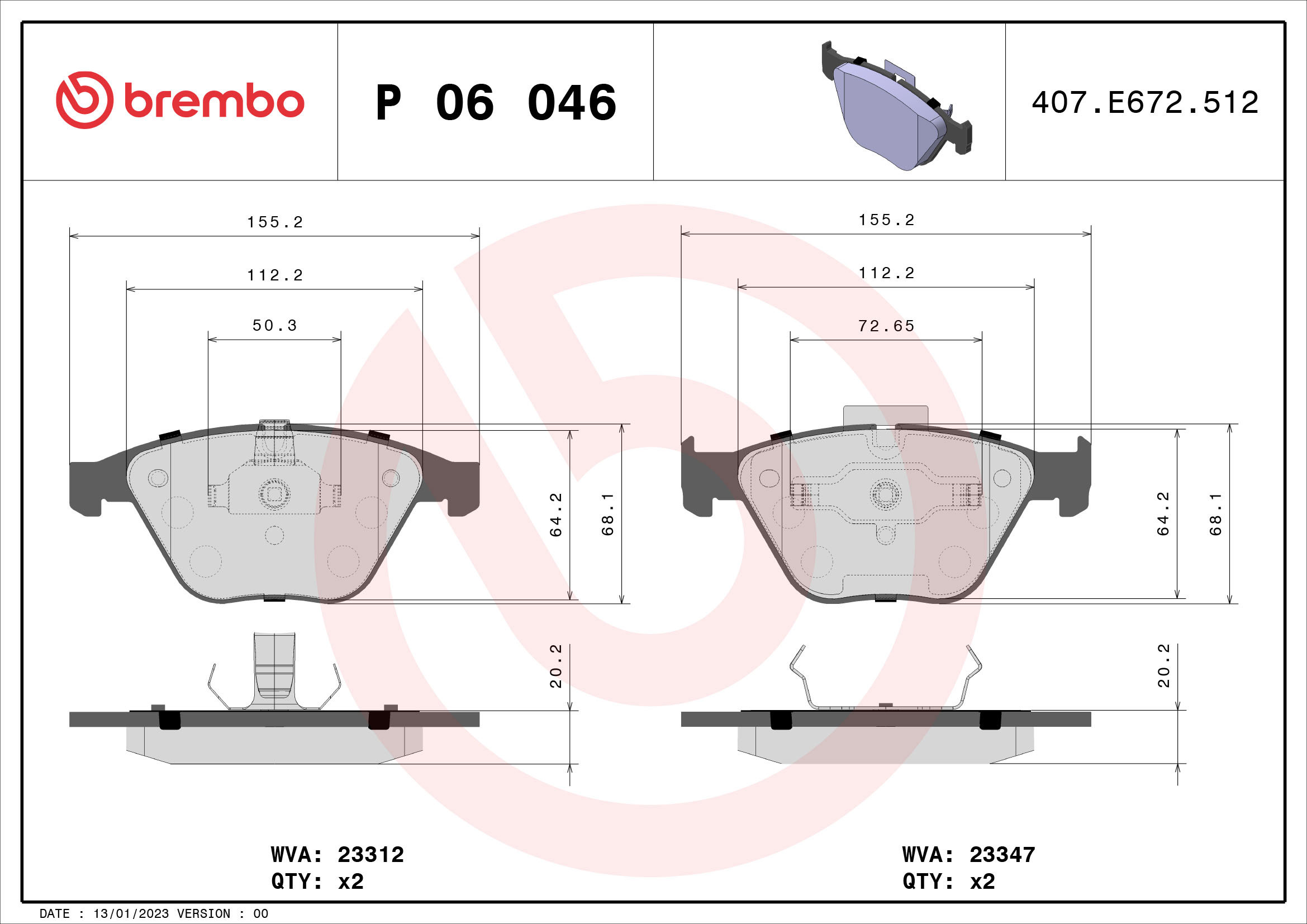BREMBO Sada brzdových doštičiek P 06 046