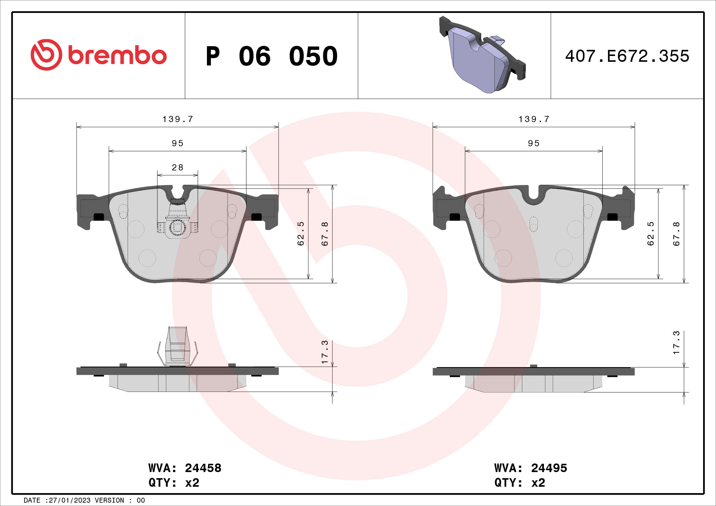 BREMBO Súprava brzdových doštičiek P 06 050