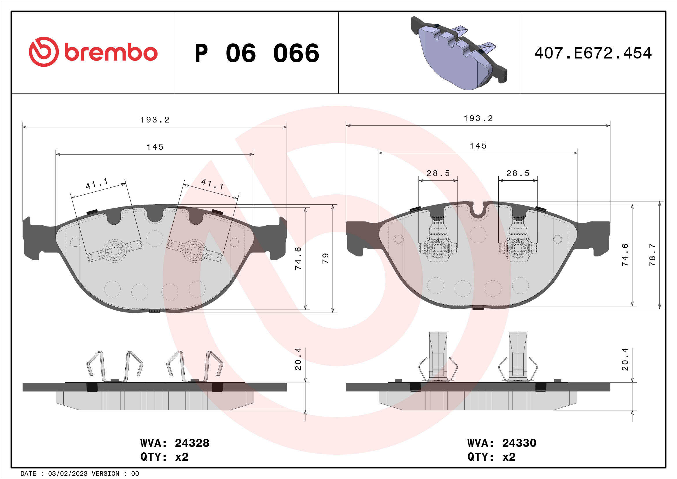 BREMBO Súprava brzdových doštičiek P 06 066
