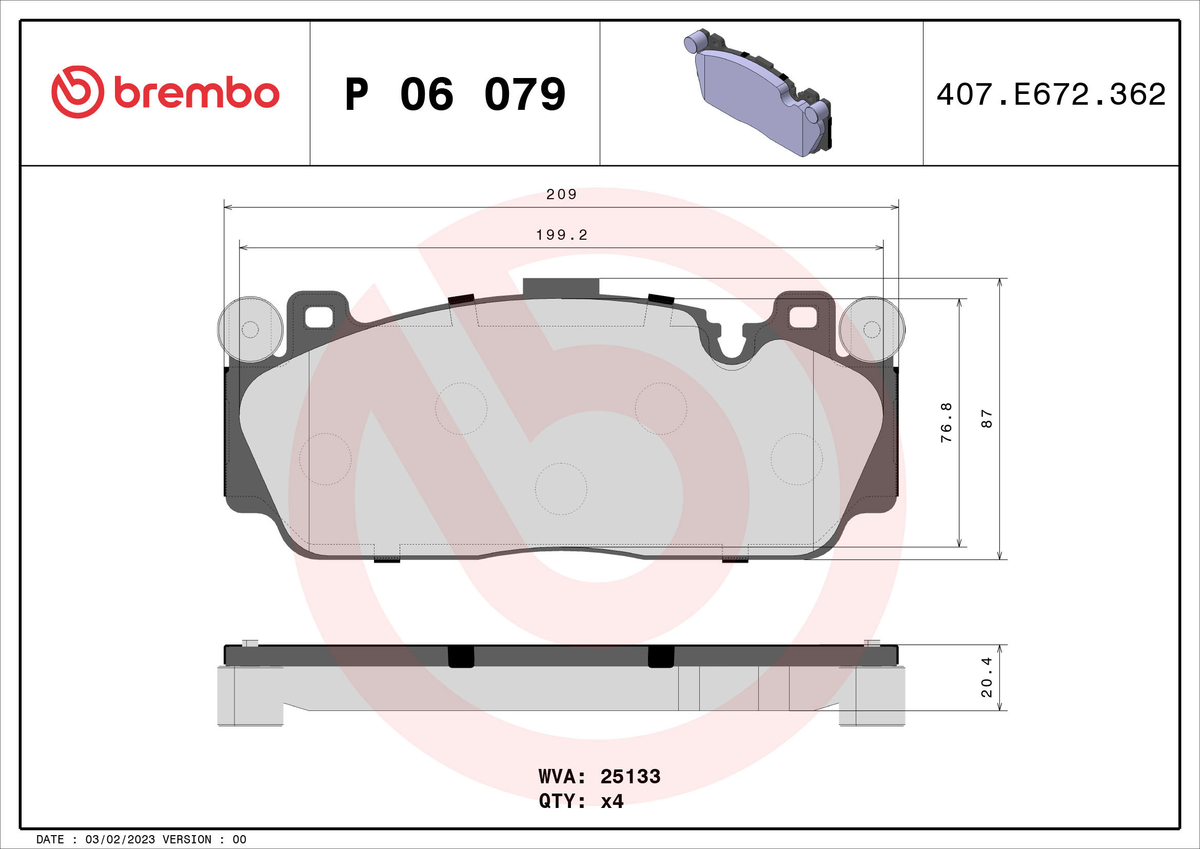 BREMBO Sada brzdových doštičiek P 06 079