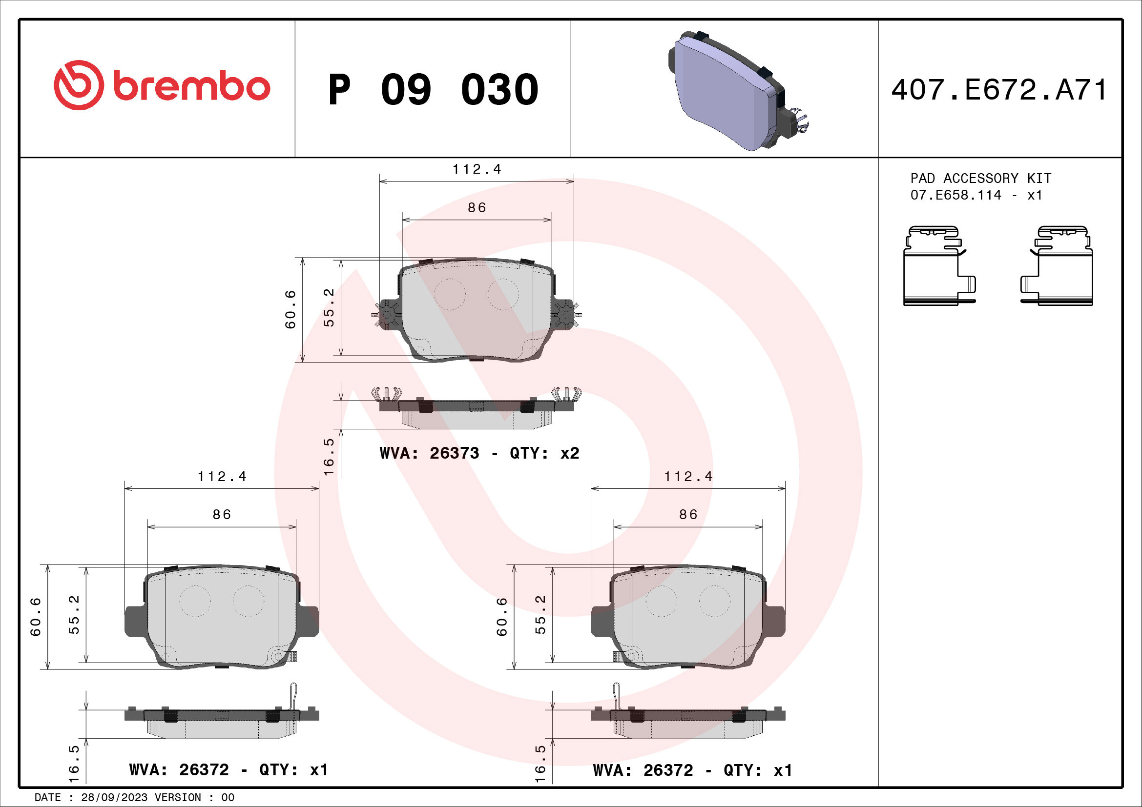 BREMBO Sada brzdových doštičiek P 09 030