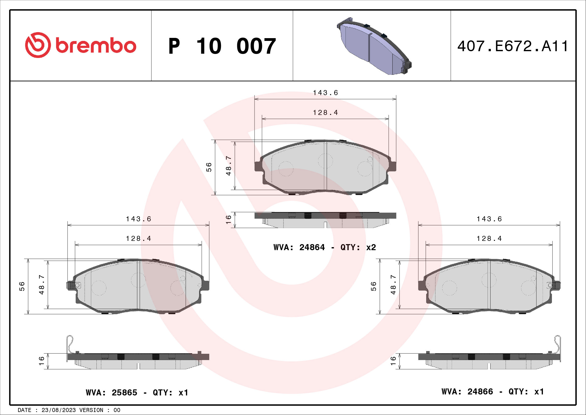 BREMBO Súprava brzdových doštičiek P 10 007