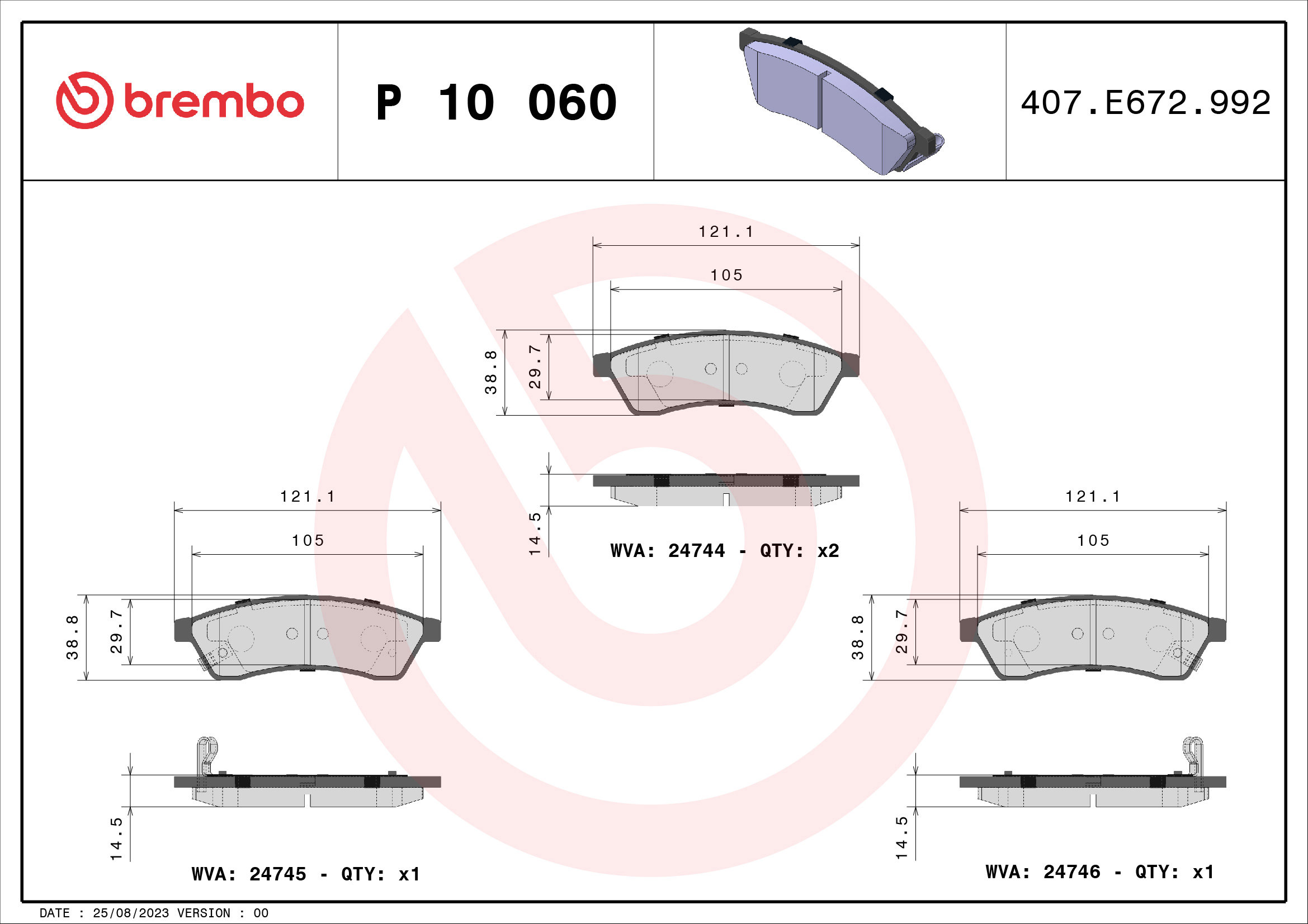 BREMBO Sada brzdových doštičiek P 10 060