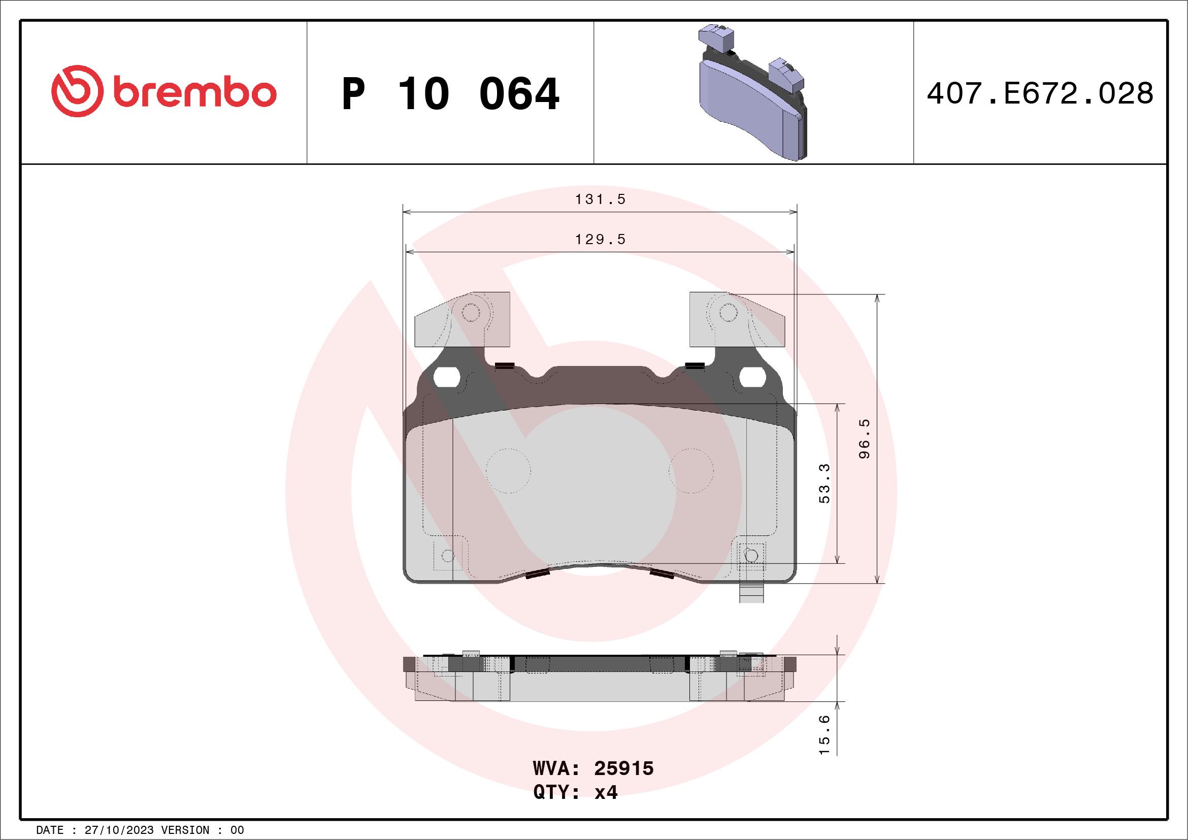 BREMBO Súprava brzdových doštičiek P 10 064