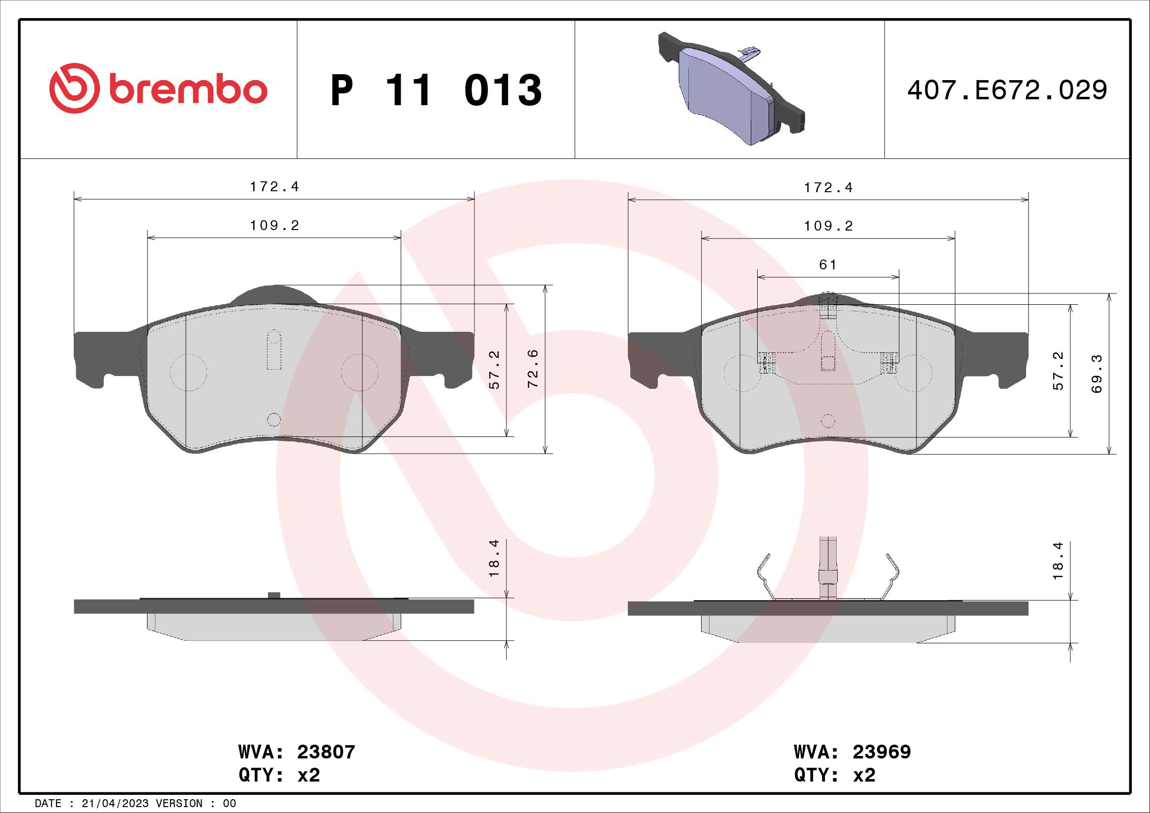 BREMBO Sada brzdových doštičiek P 11 013