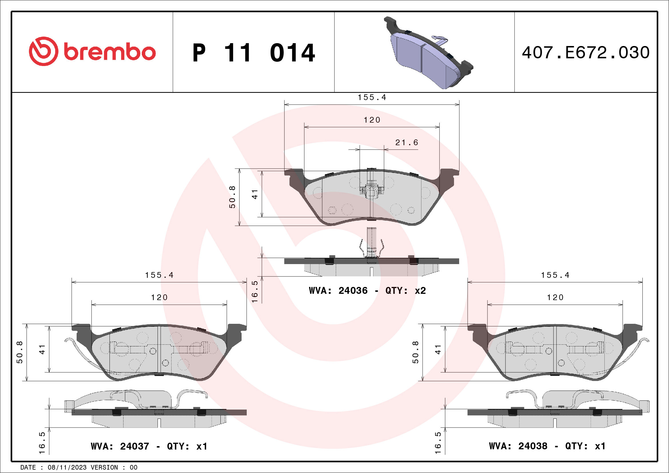 BREMBO Sada brzdových doštičiek P 11 014