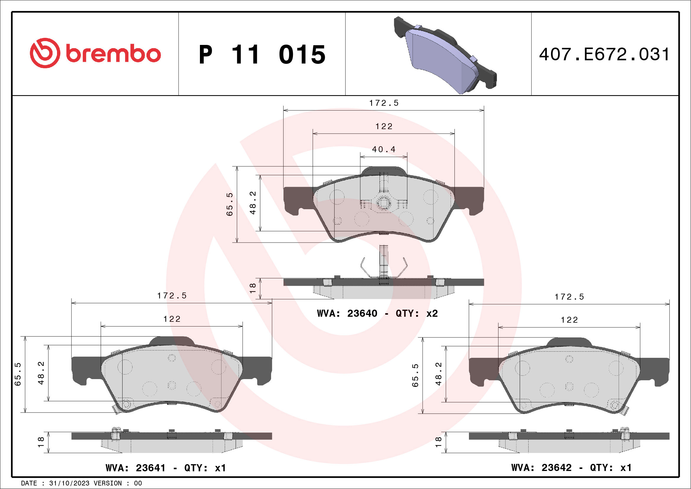 BREMBO Sada brzdových doštičiek P 11 015