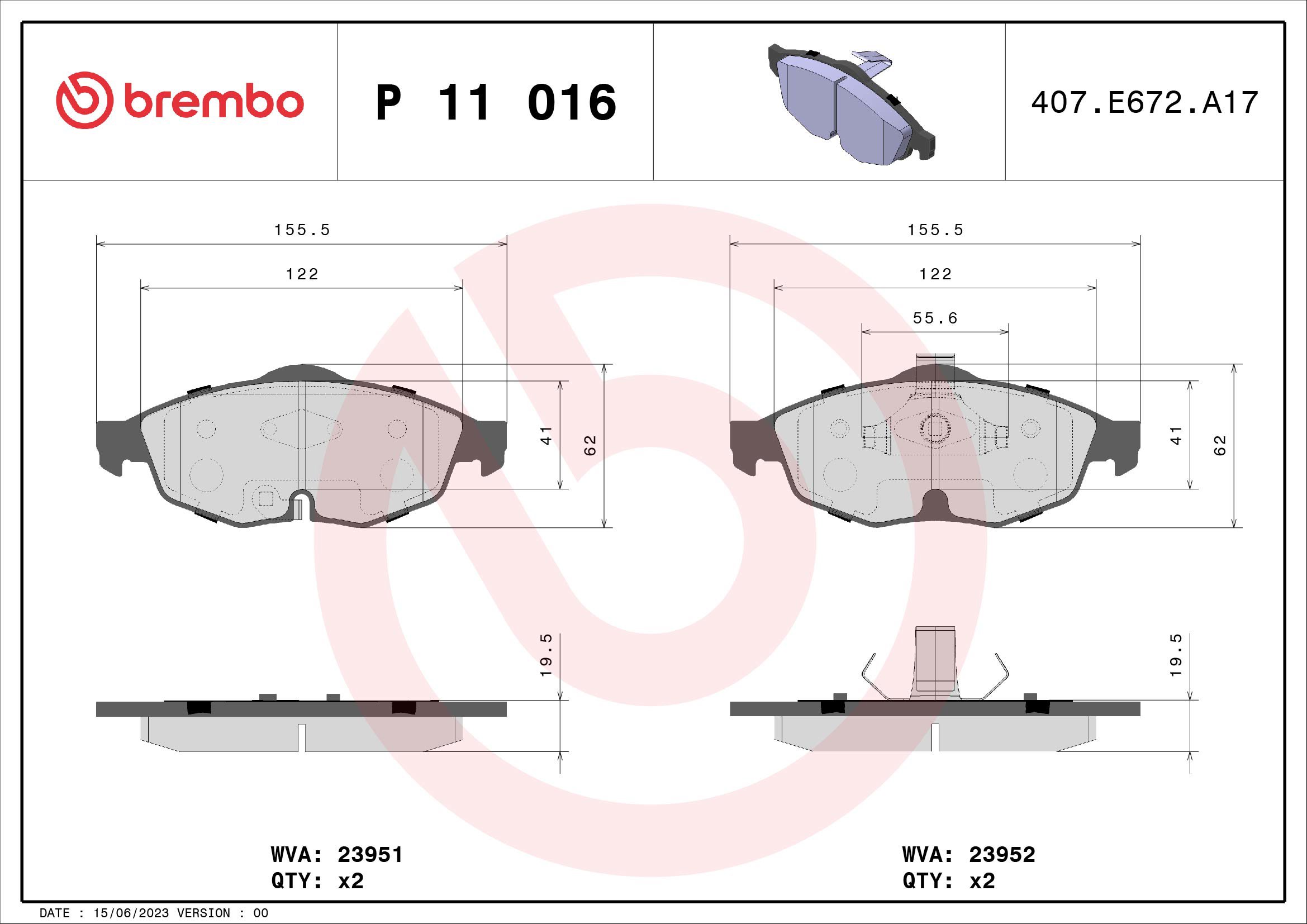 BREMBO Sada brzdových doštičiek P 11 016