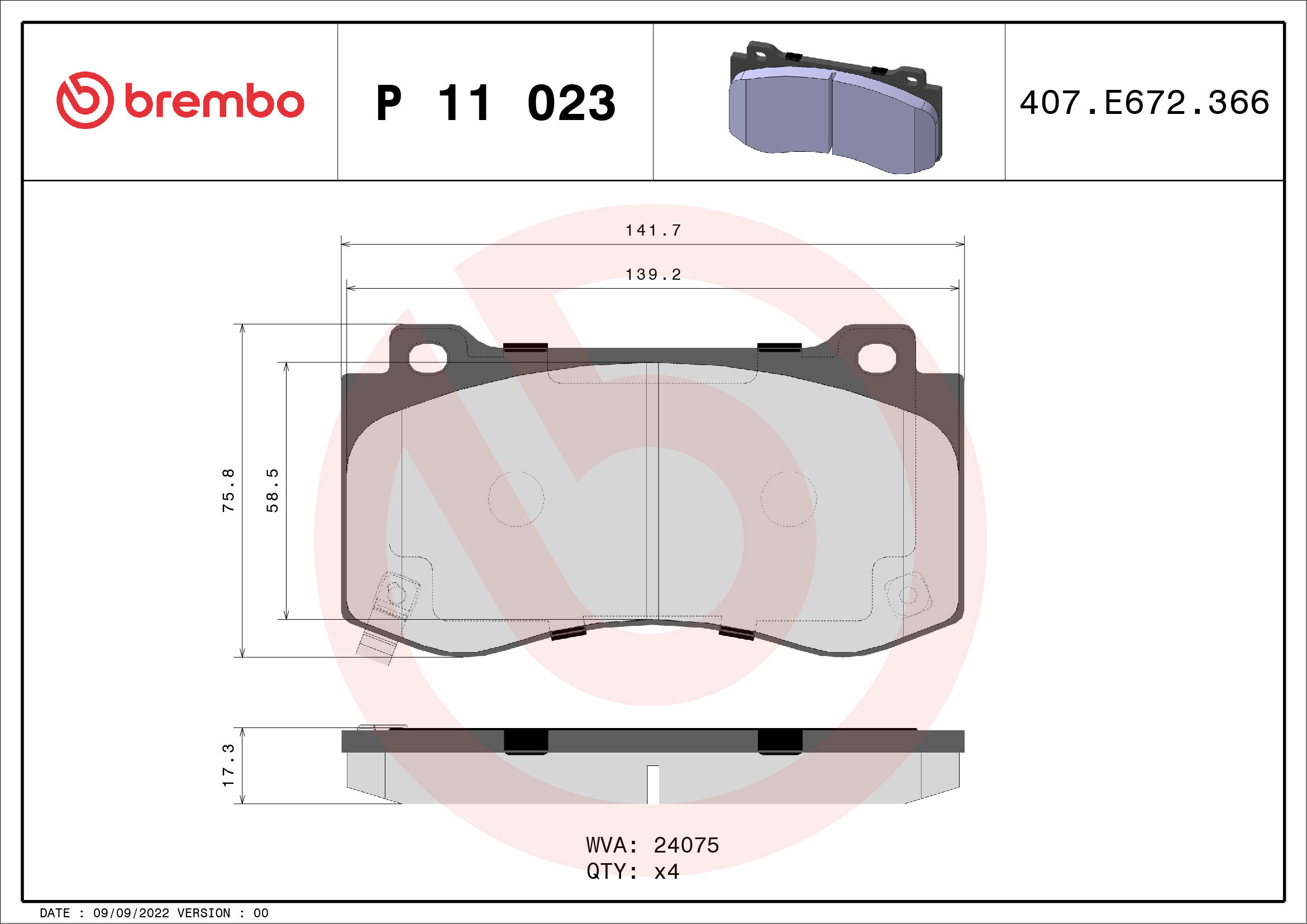 BREMBO Sada brzdových doštičiek P 11 023