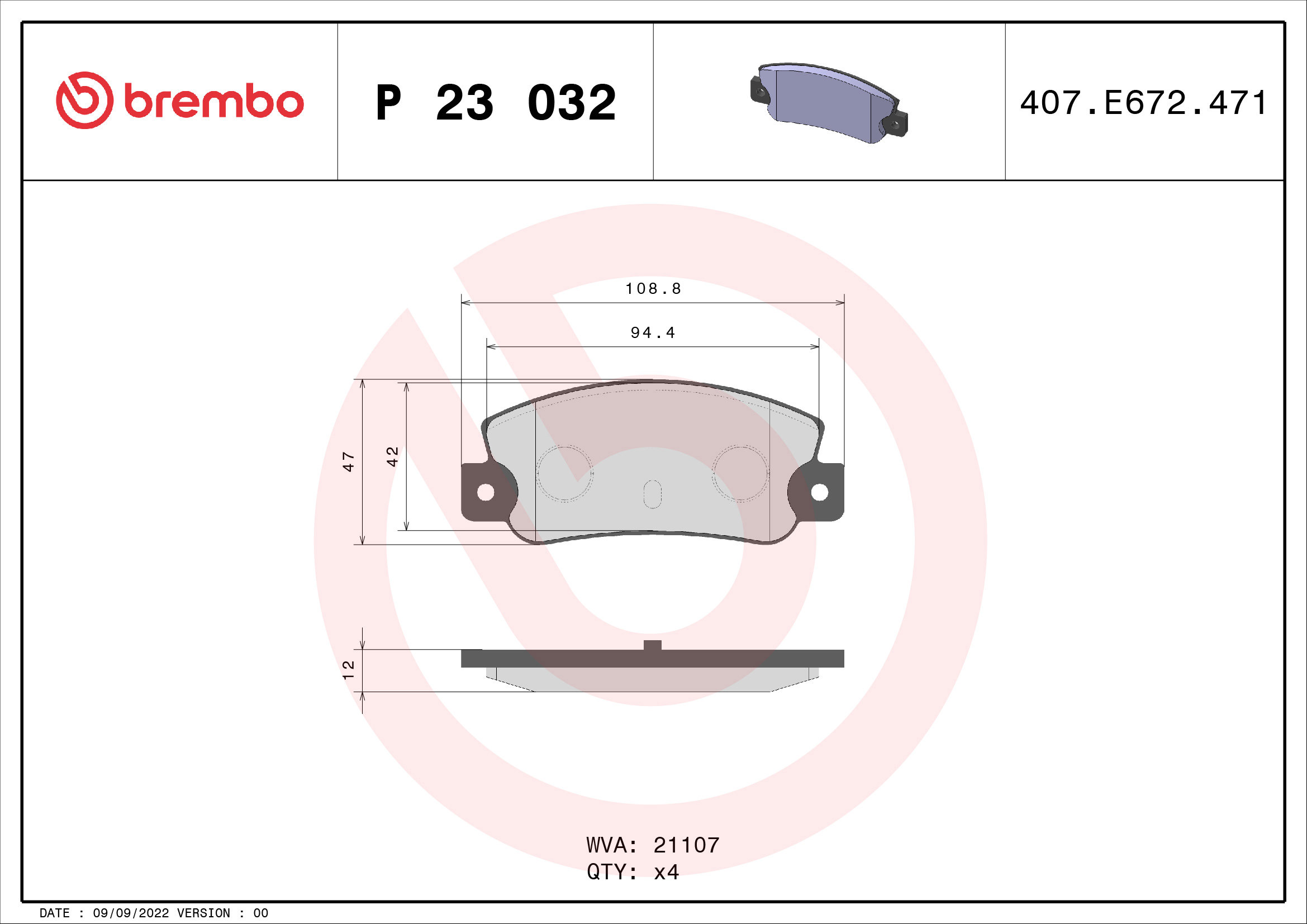 BREMBO Sada brzdových doštičiek P 23 032