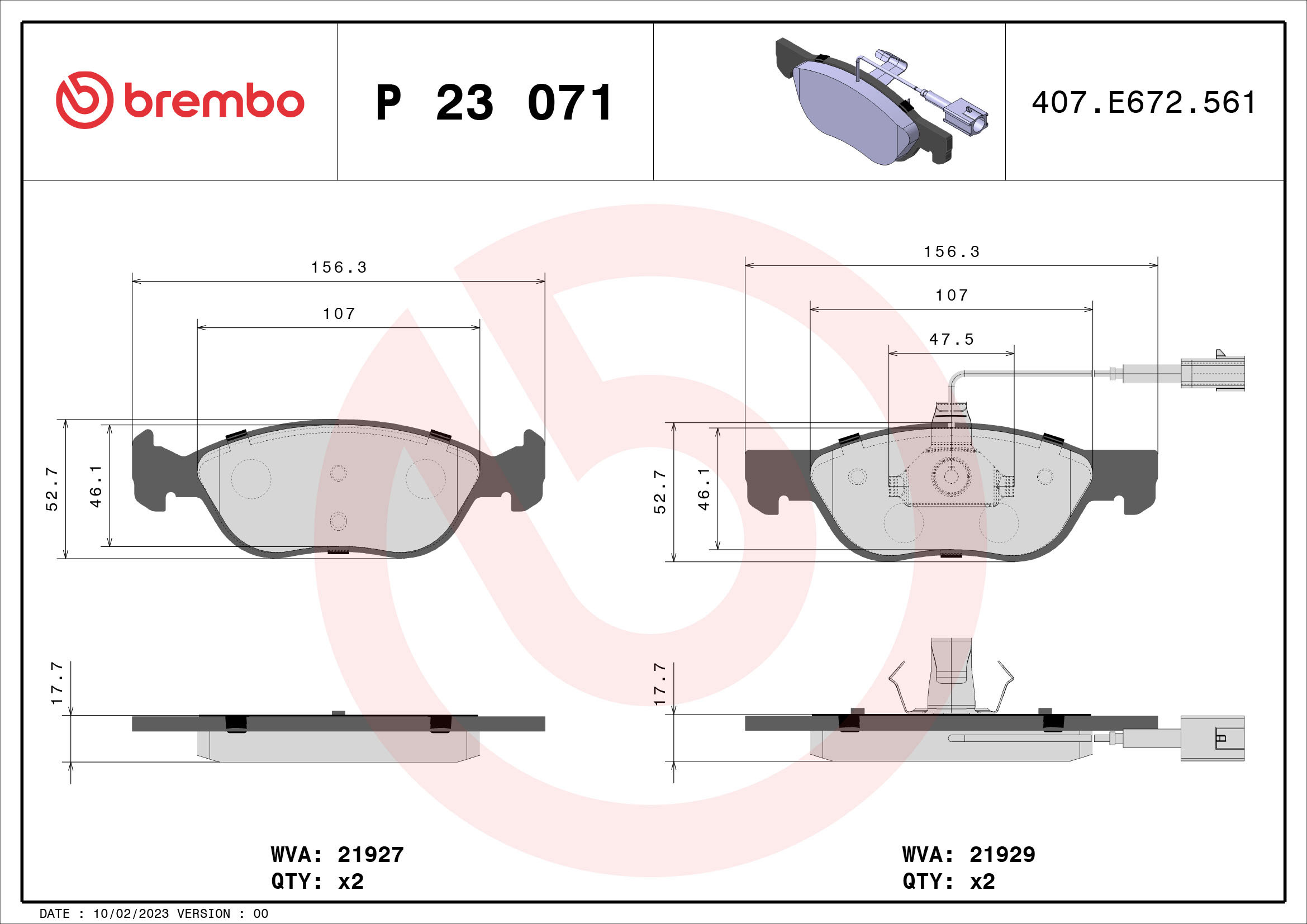 BREMBO Sada brzdových doštičiek P 23 071
