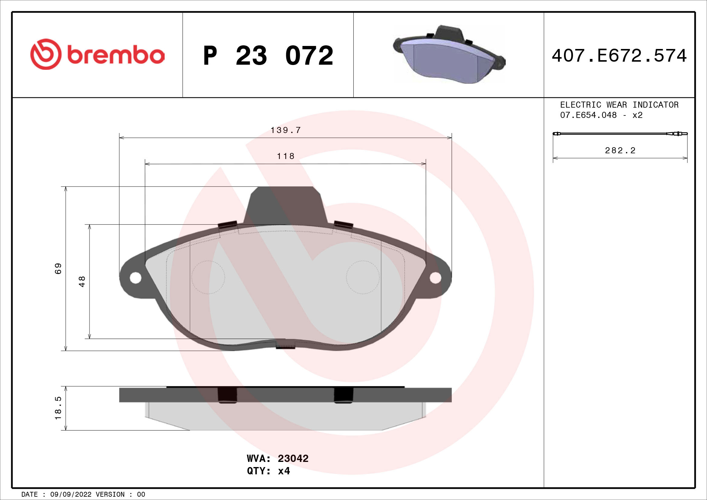 BREMBO Súprava brzdových doštičiek P 23 072