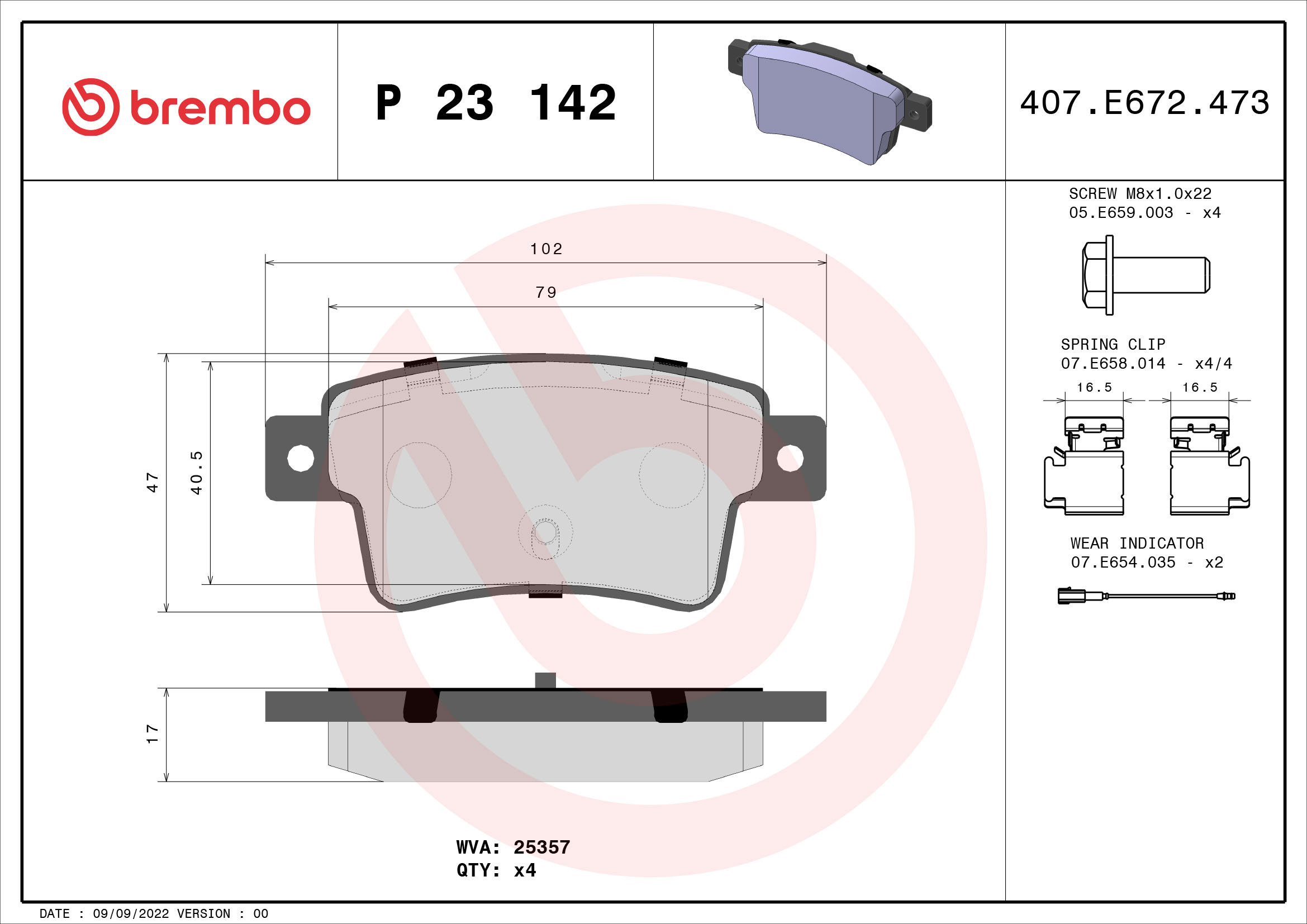 BREMBO Sada brzdových doštičiek P 23 142