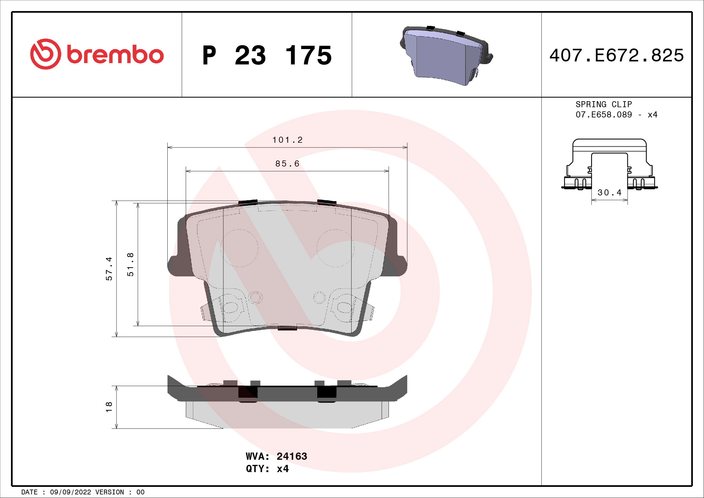 BREMBO Súprava brzdových doštičiek P 23 175