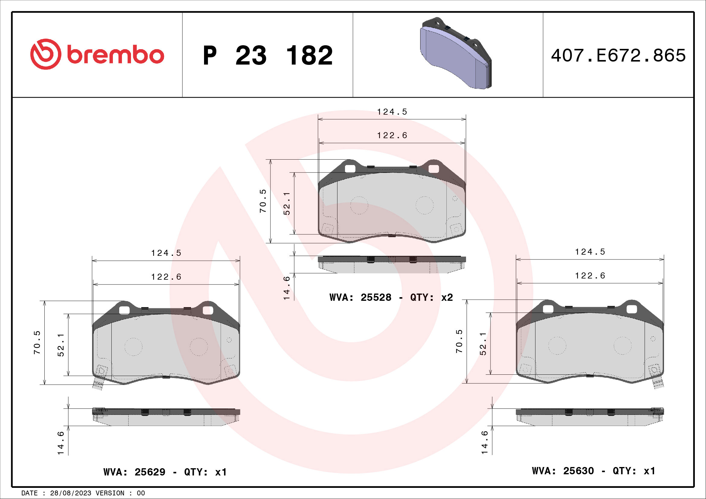BREMBO Sada brzdových doštičiek P 23 182