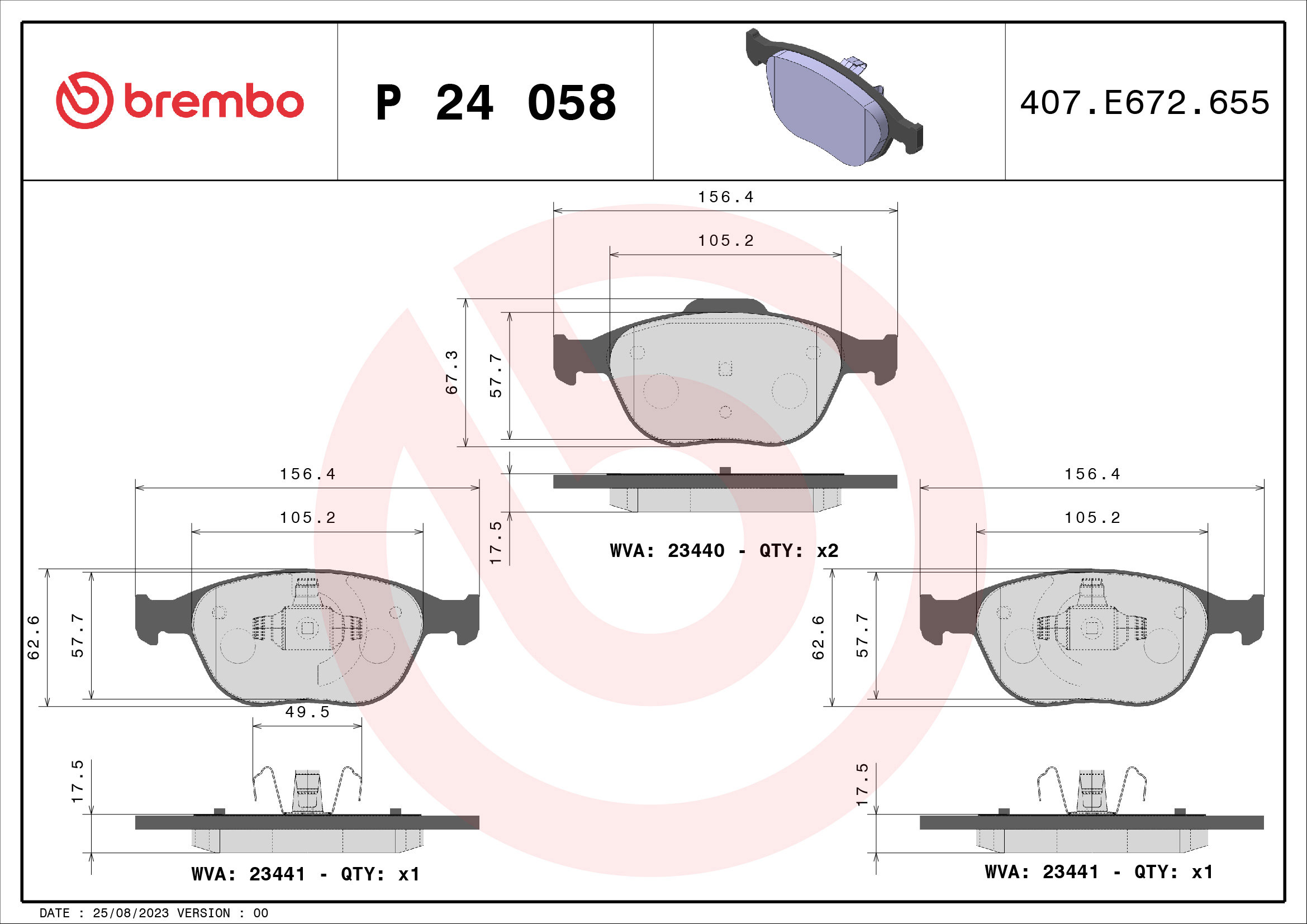 BREMBO Súprava brzdových doštičiek P 24 058