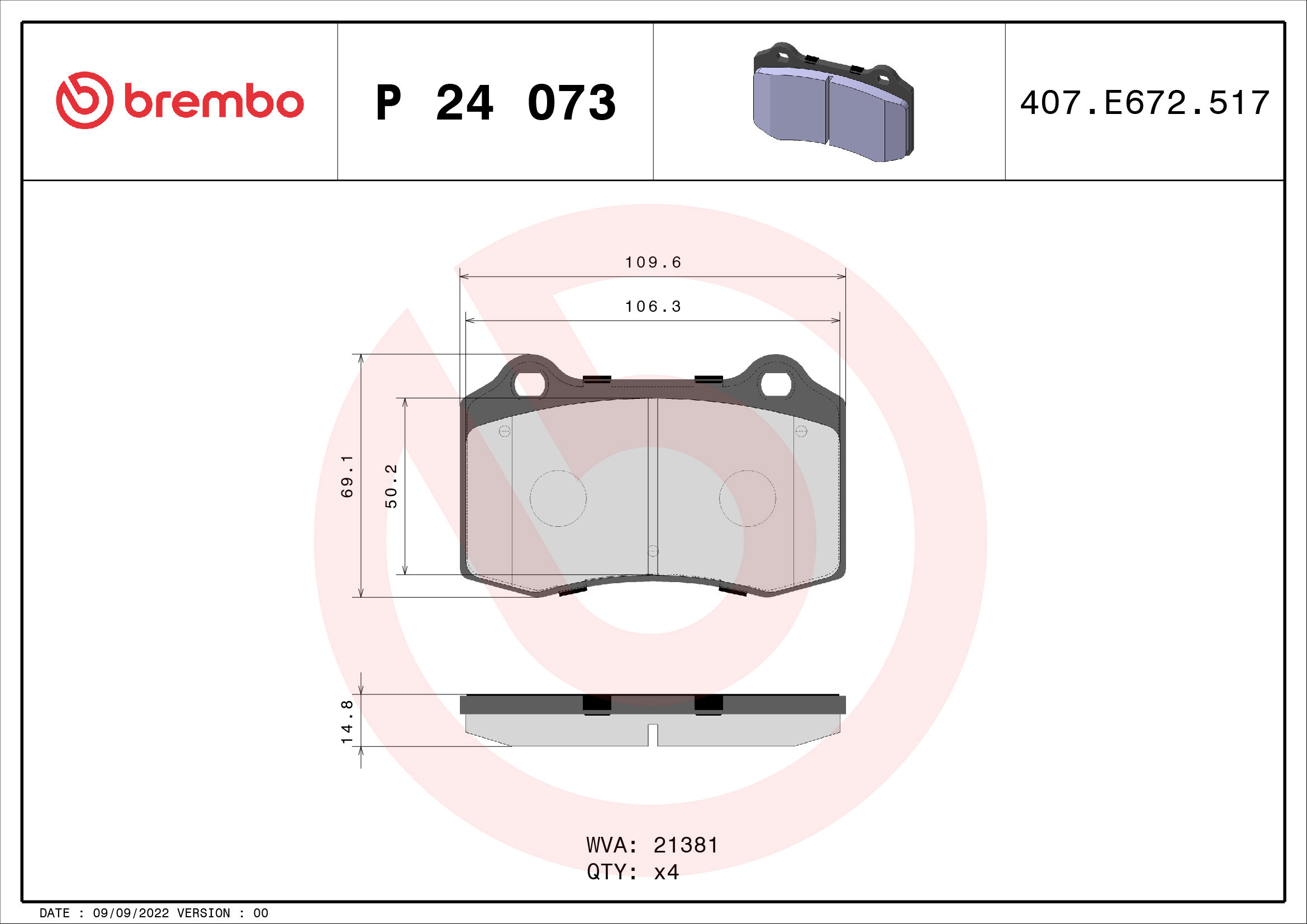 BREMBO Súprava brzdových doštičiek P 24 073