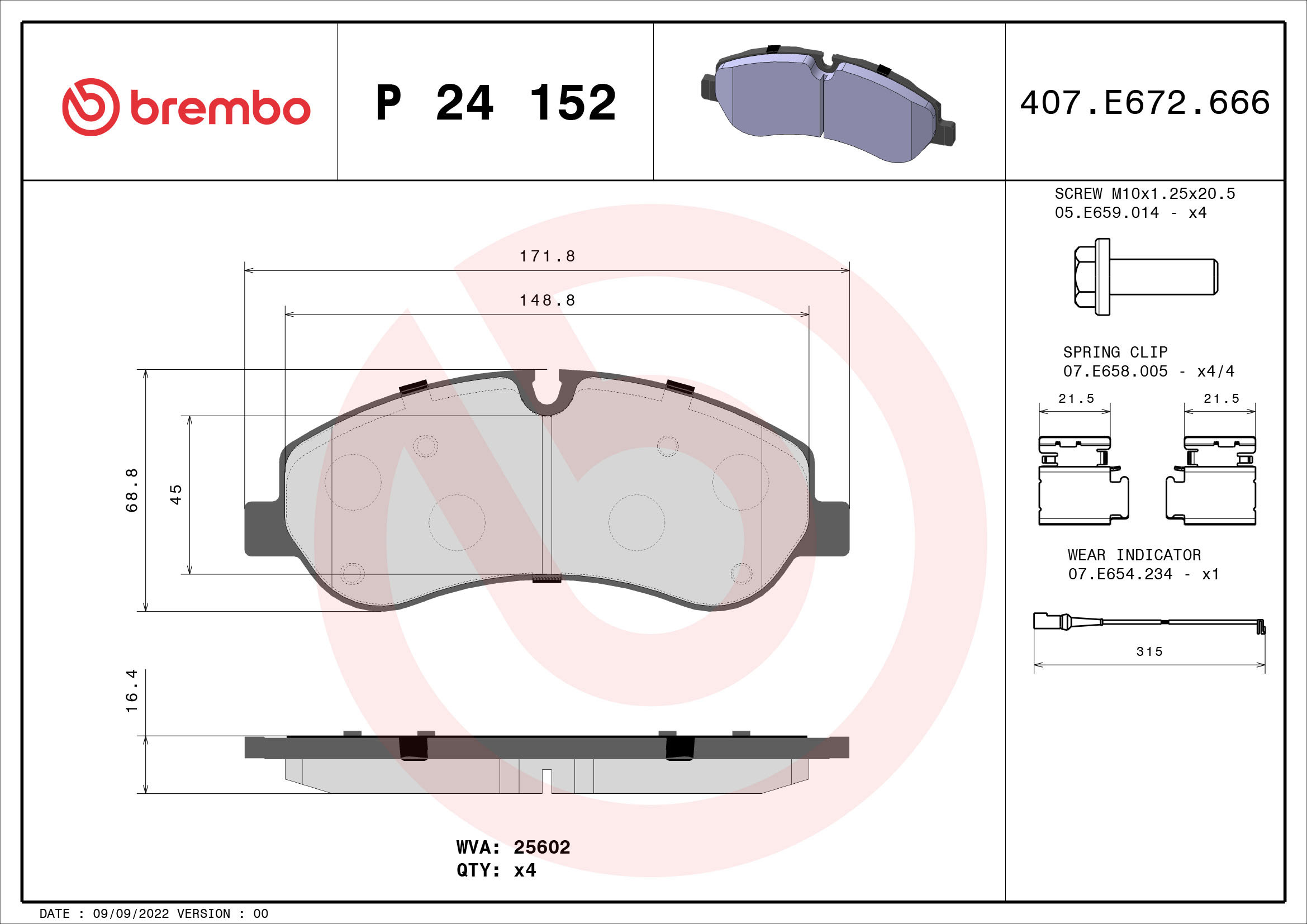 BREMBO Súprava brzdových doštičiek P 24 152
