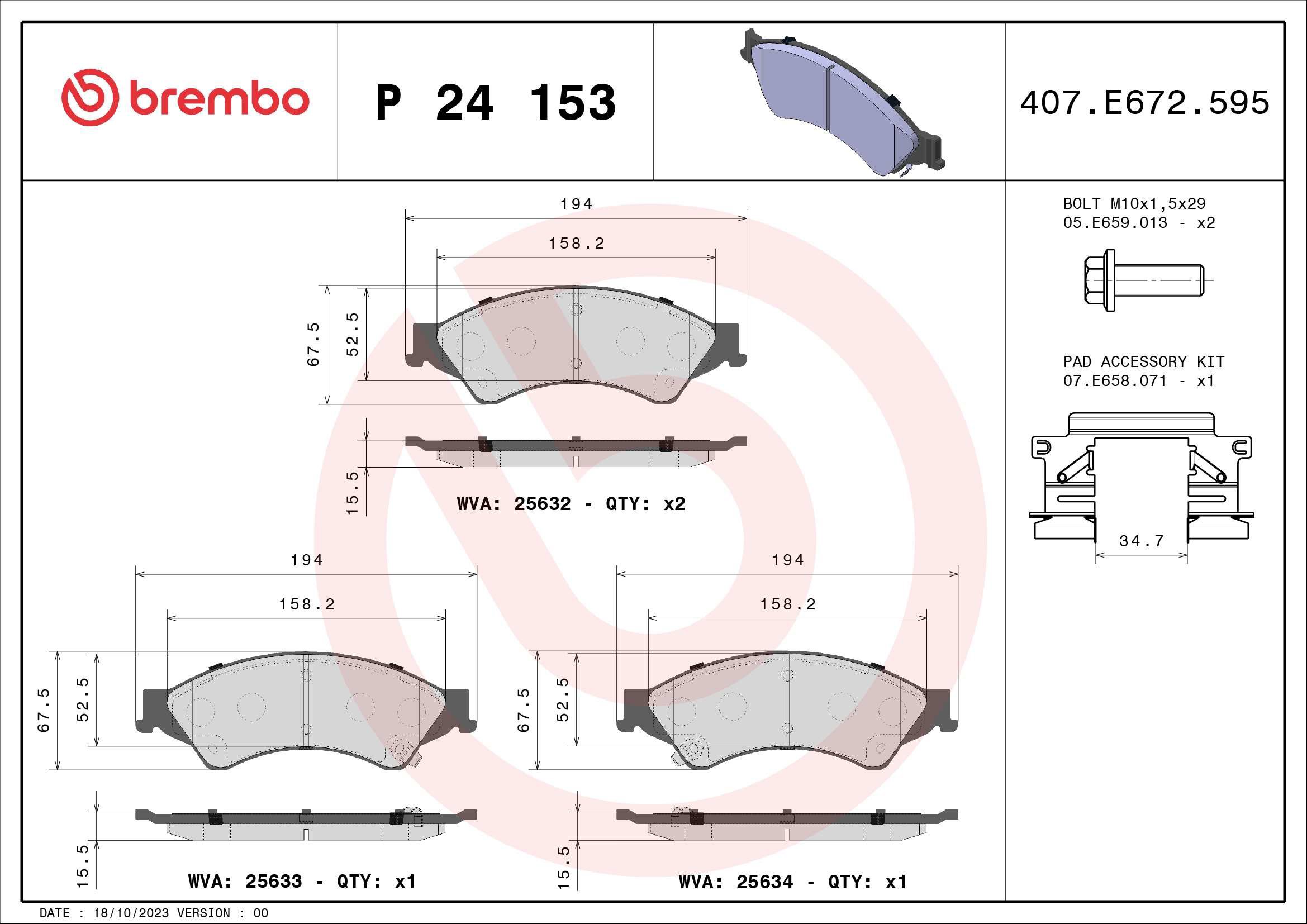 BREMBO Súprava brzdových doštičiek P 24 153
