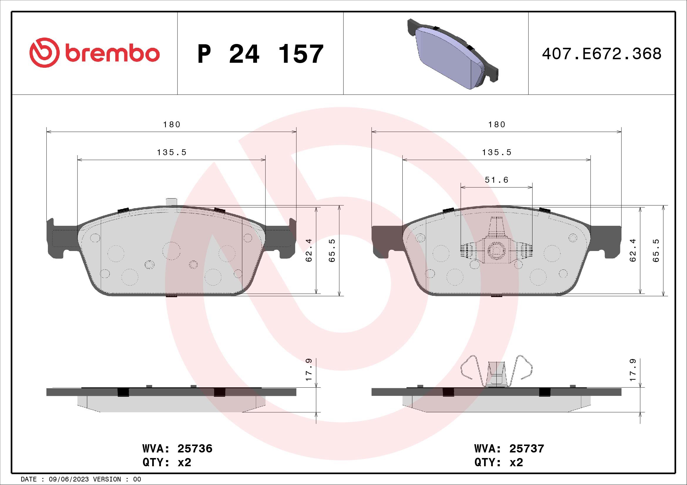 BREMBO Súprava brzdových doštičiek P 24 157