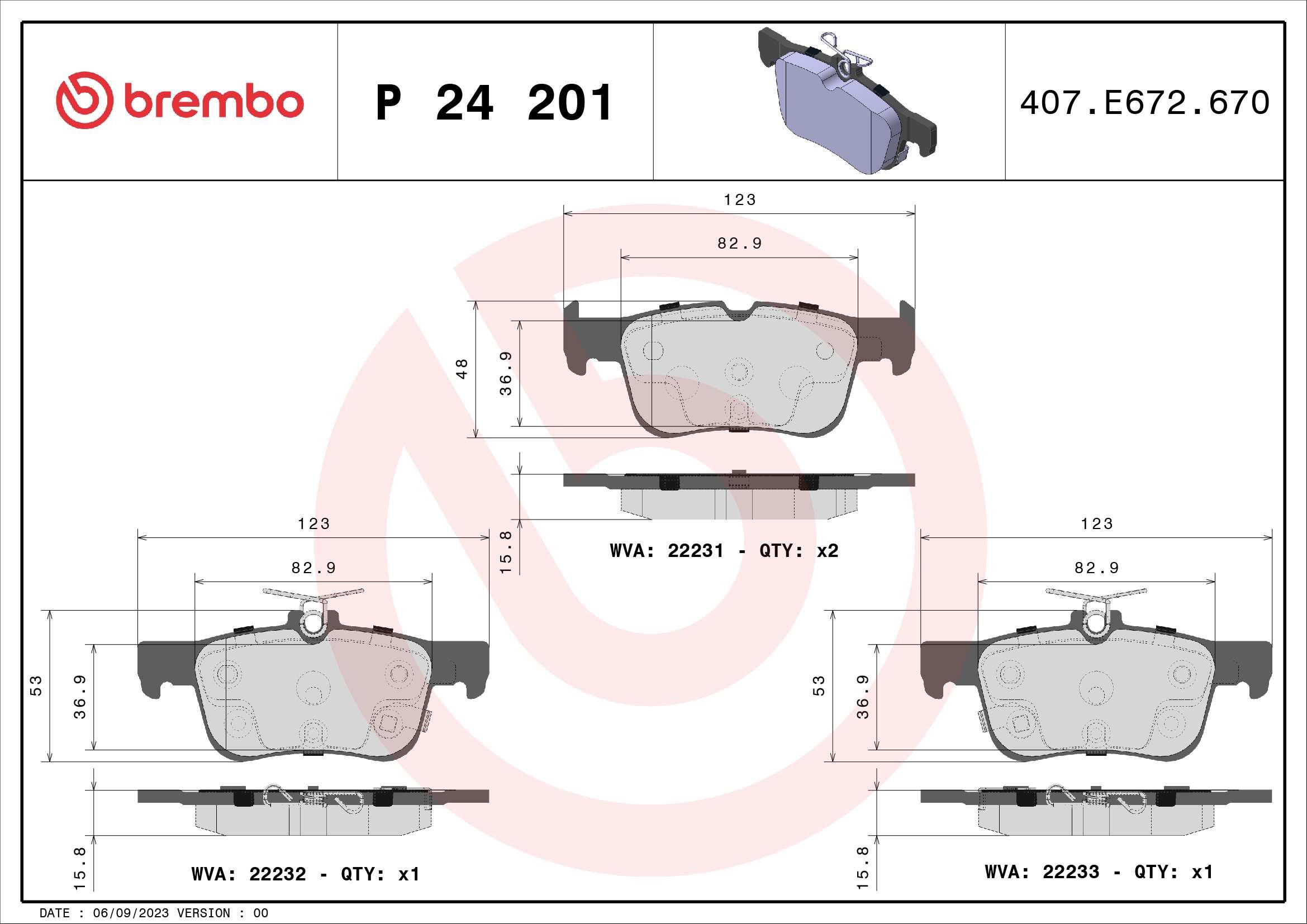 BREMBO Súprava brzdových doštičiek P 24 201
