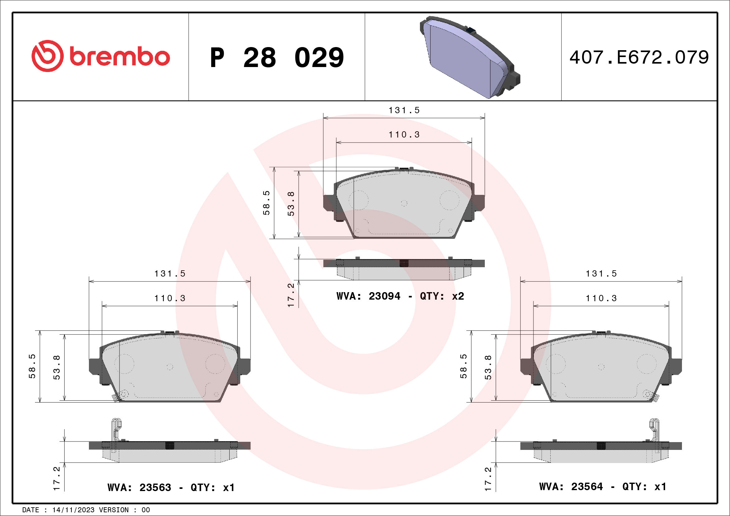 BREMBO Sada brzdových doštičiek P 28 029