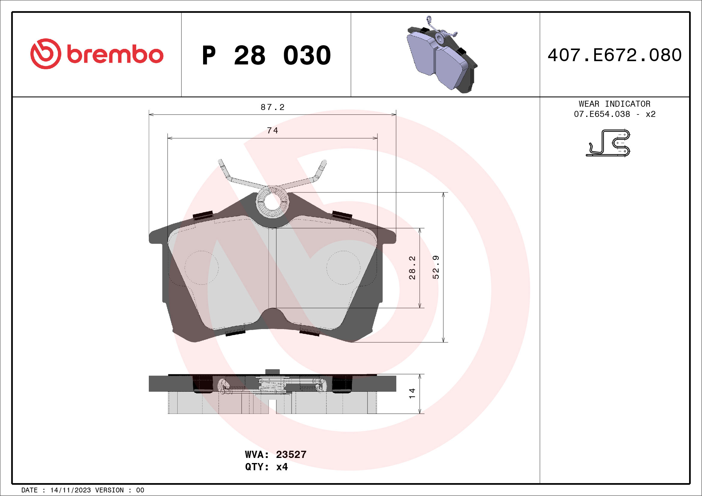 BREMBO Sada brzdových doštičiek P 28 030