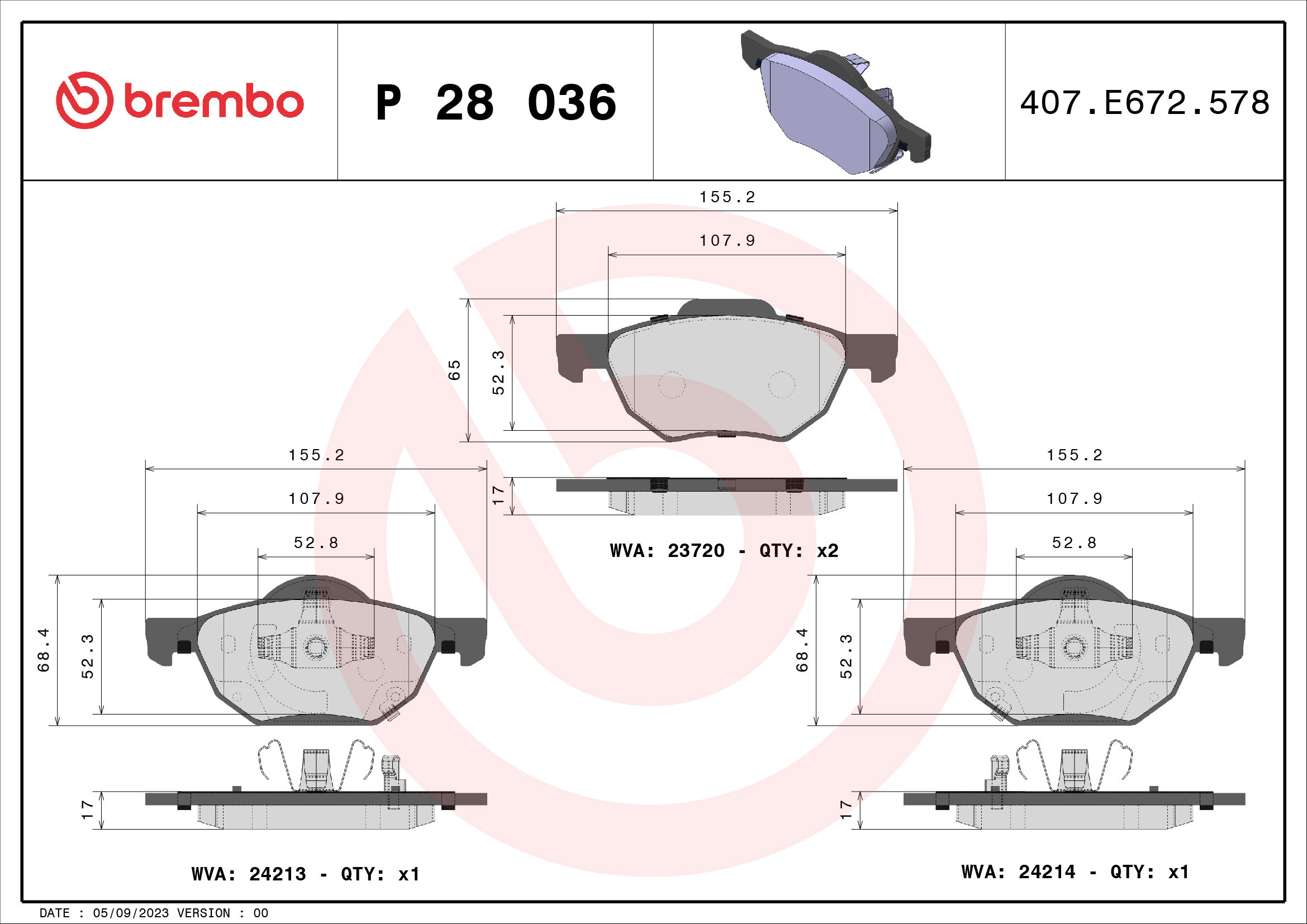 BREMBO Sada brzdových doštičiek P 28 036