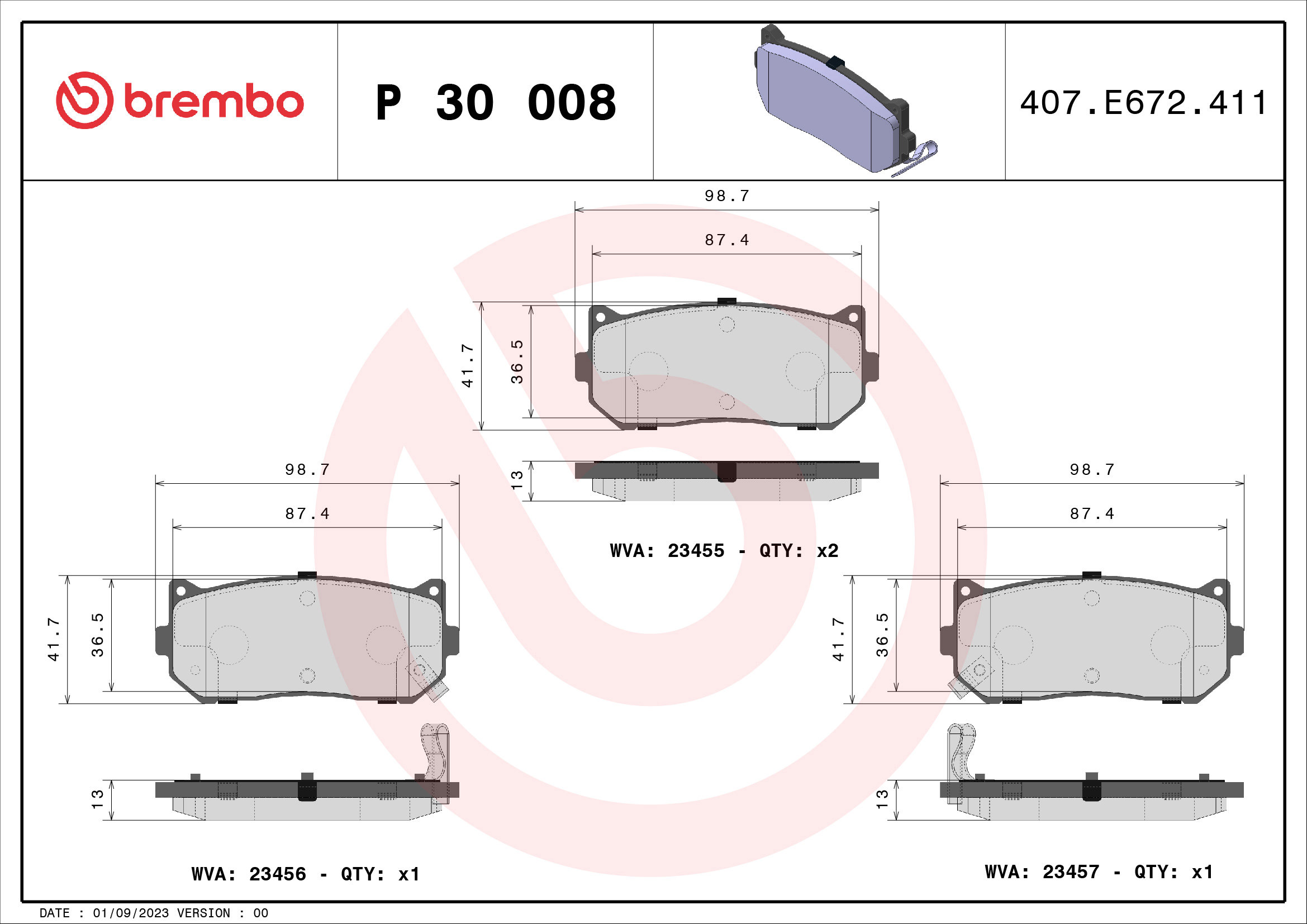 BREMBO Súprava brzdových doštičiek P 30 008
