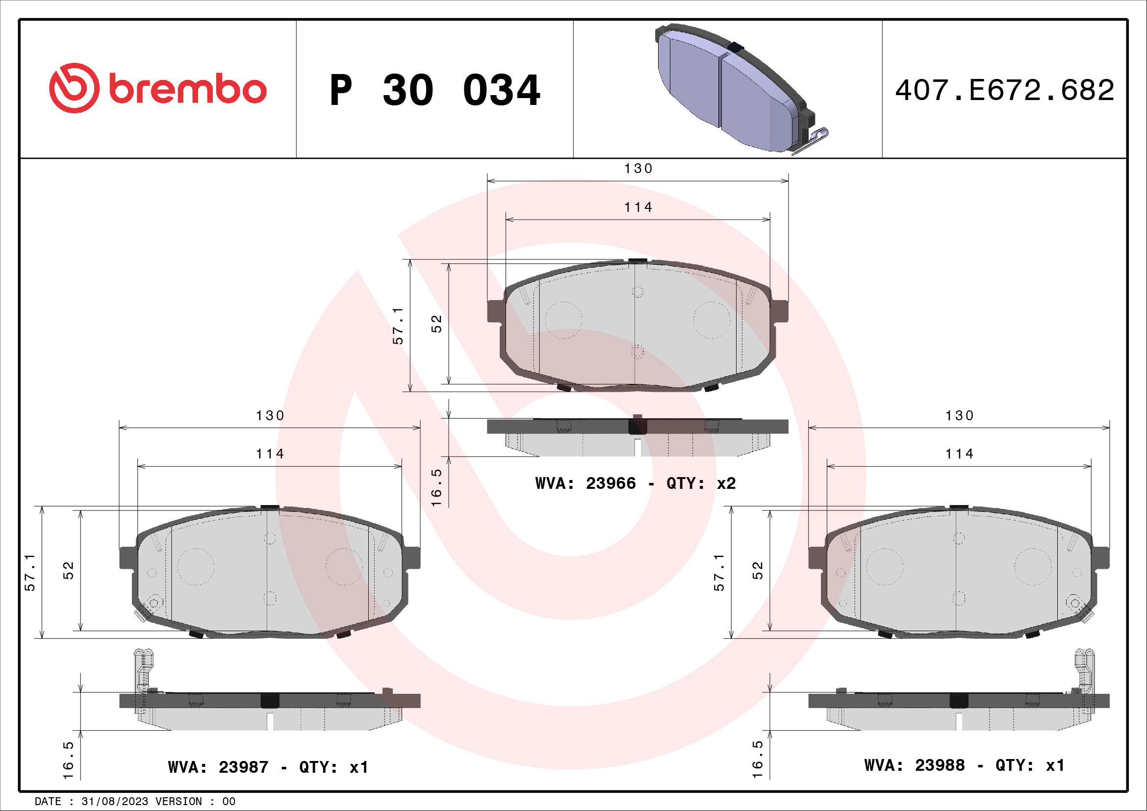 BREMBO Súprava brzdových doštičiek P 30 034