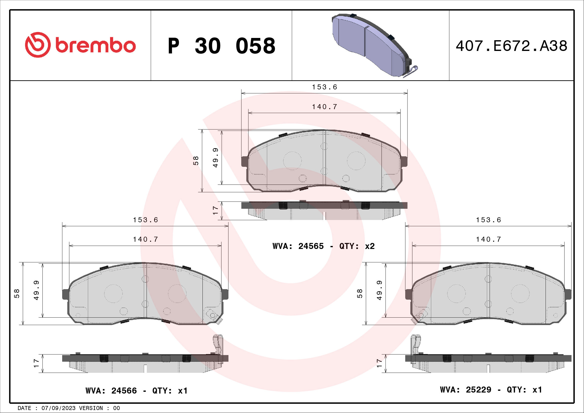 BREMBO Súprava brzdových doštičiek P 30 058