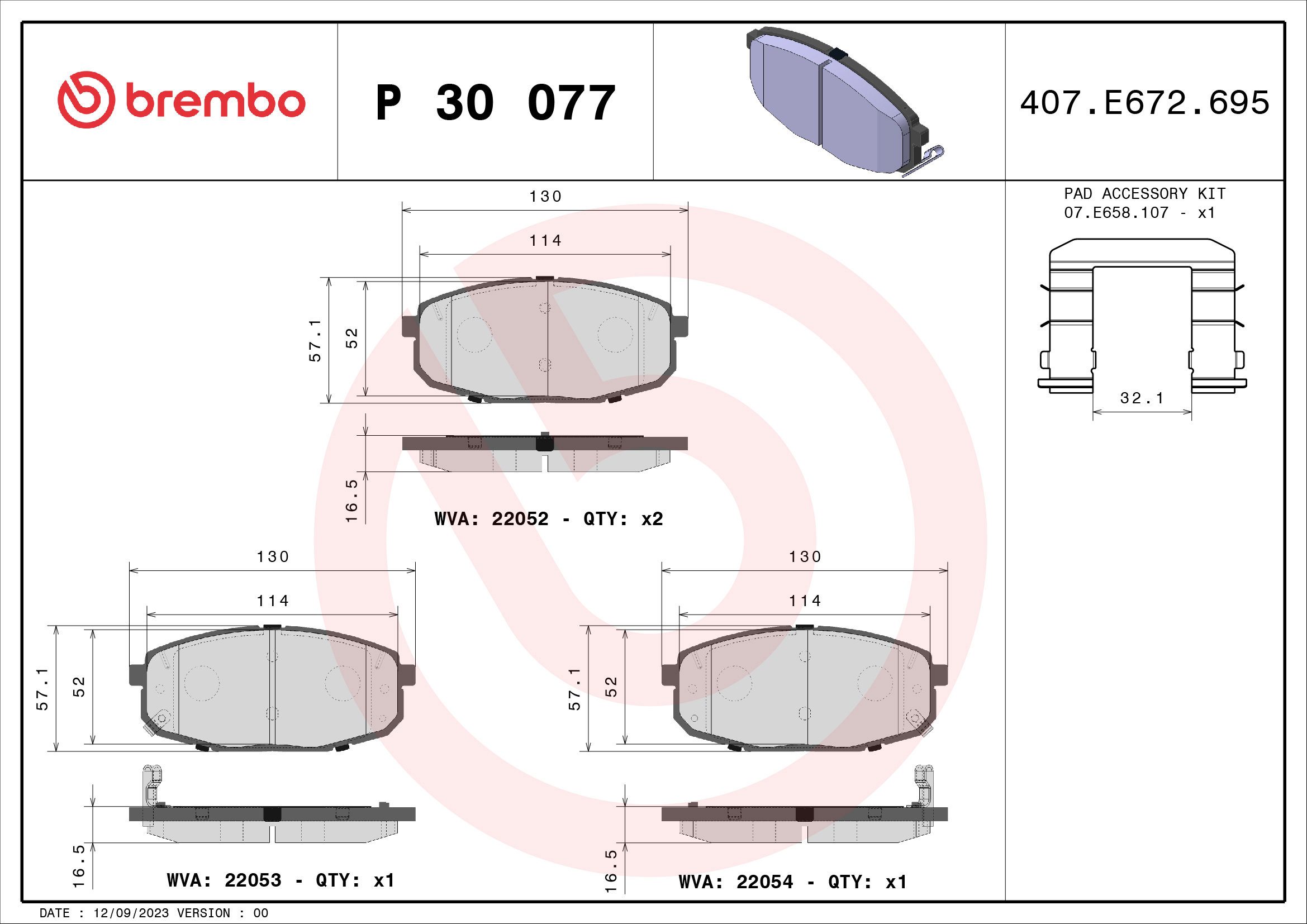 BREMBO Súprava brzdových doštičiek P 30 077