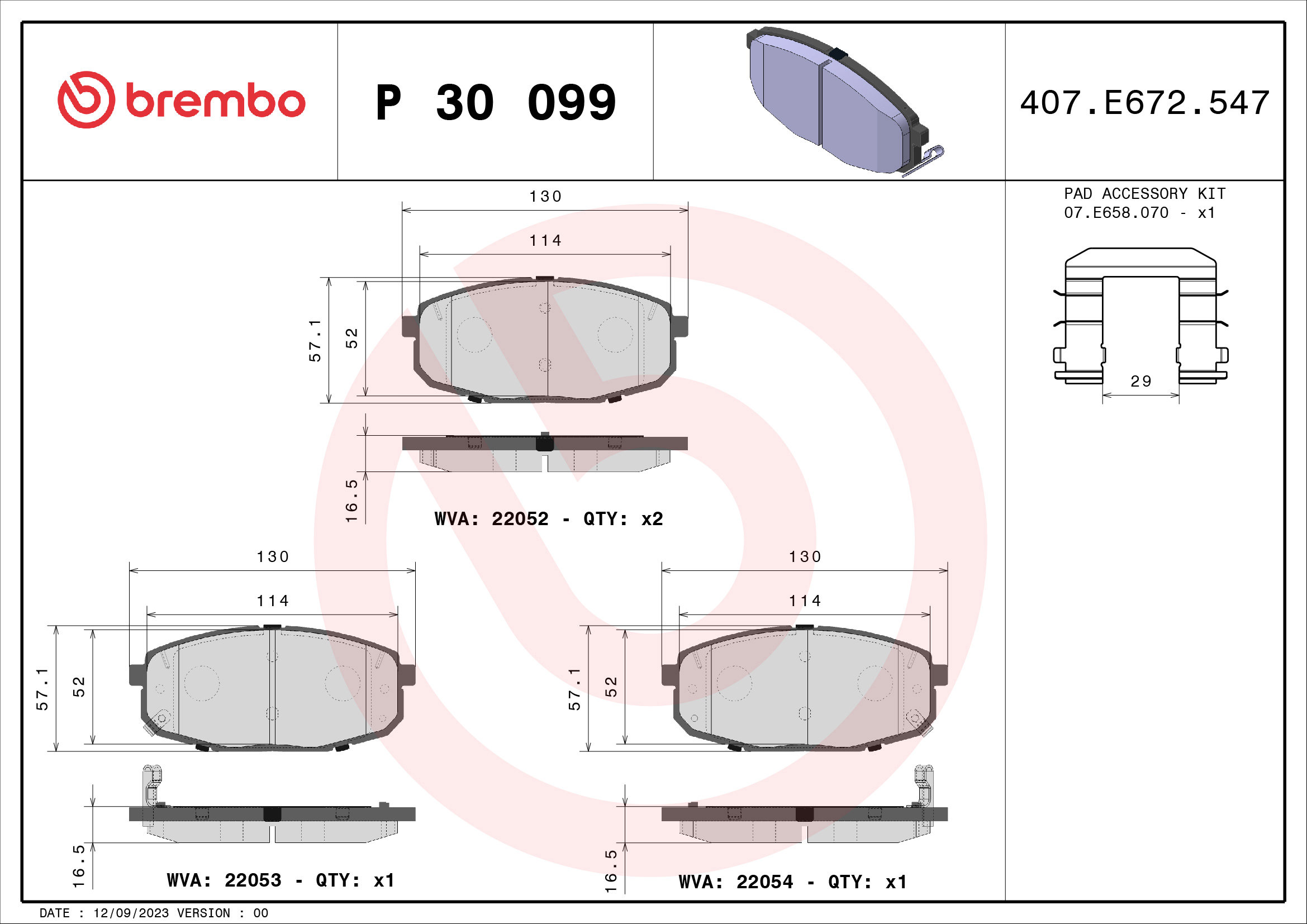 BREMBO Sada brzdových doštičiek P 30 099