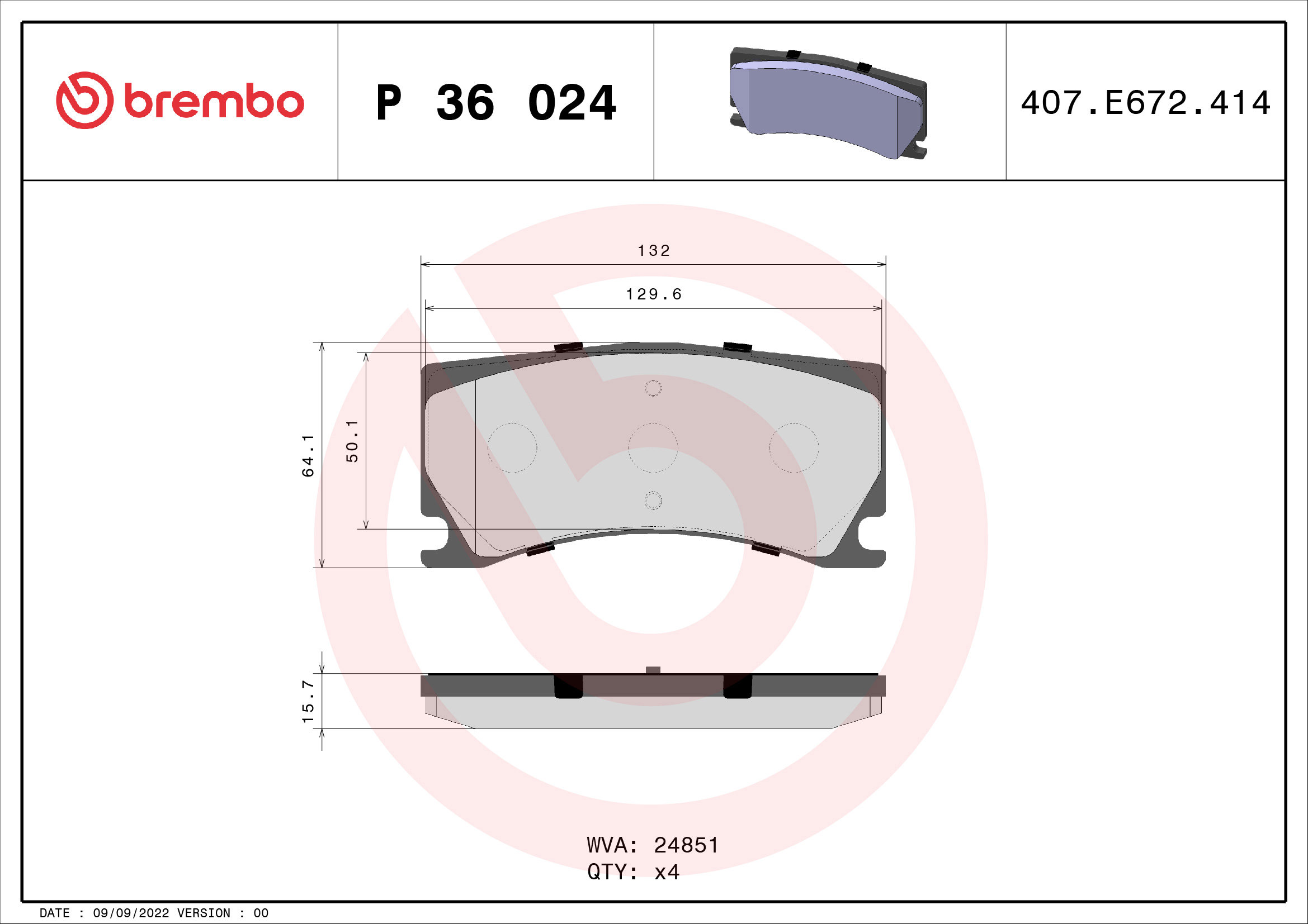 BREMBO Súprava brzdových doštičiek P 36 024