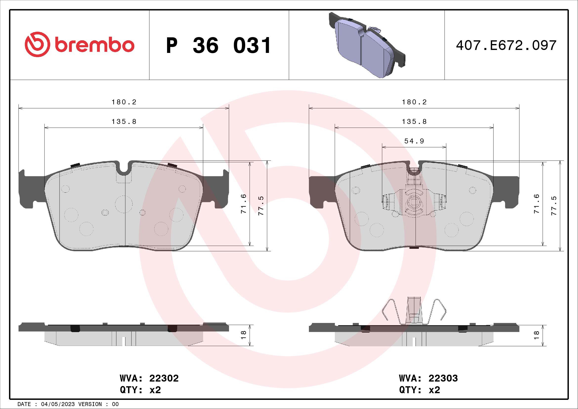 BREMBO Sada brzdových doštičiek P 36 031