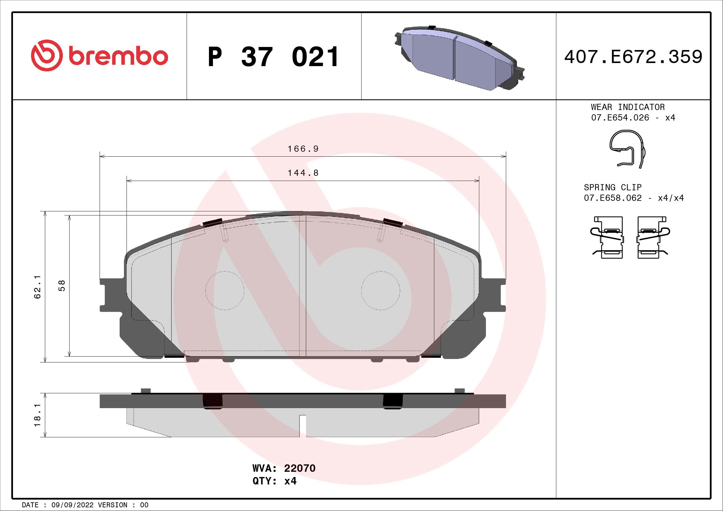 BREMBO Súprava brzdových doštičiek P 37 021