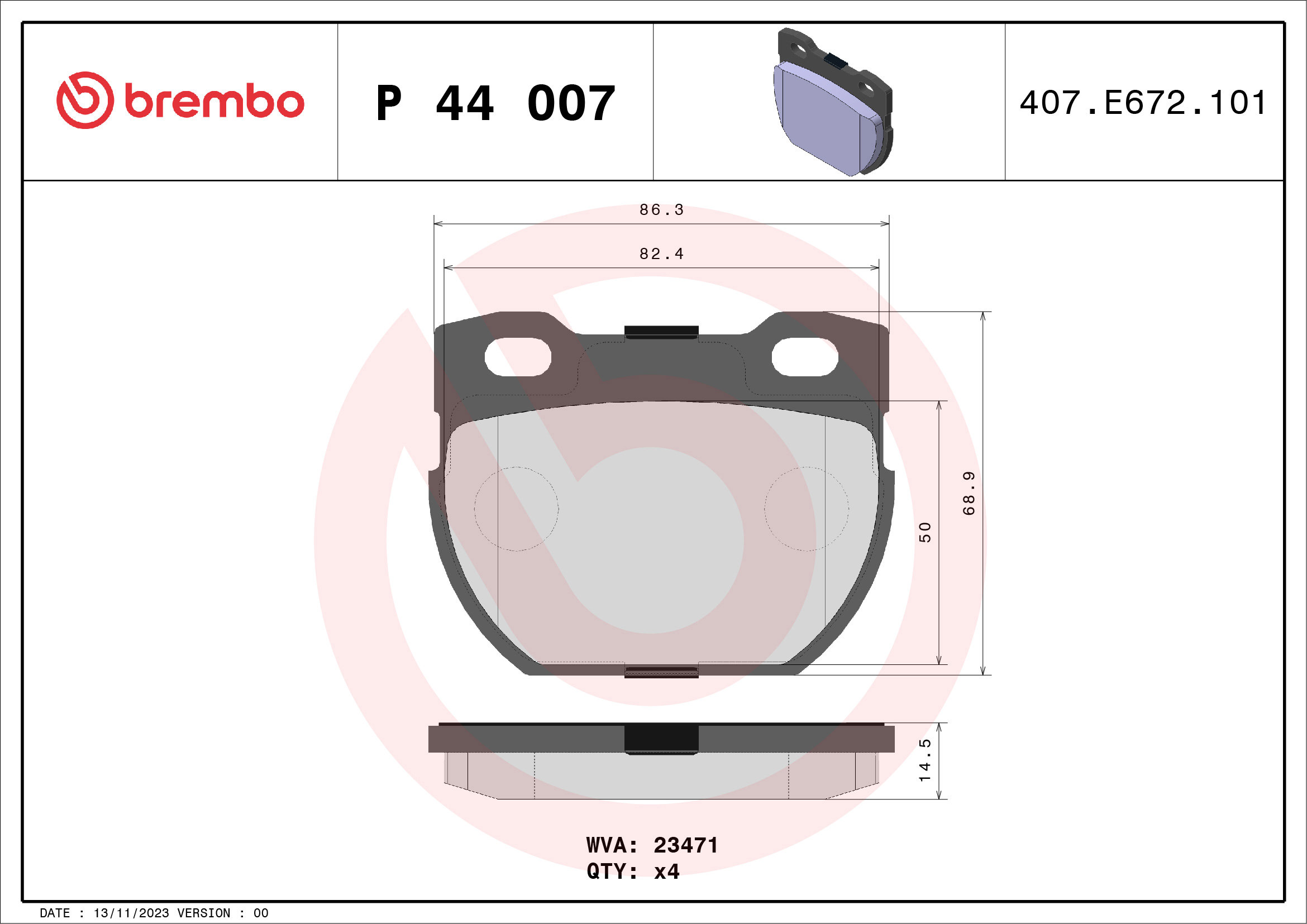 BREMBO Súprava brzdových doštičiek P 44 007