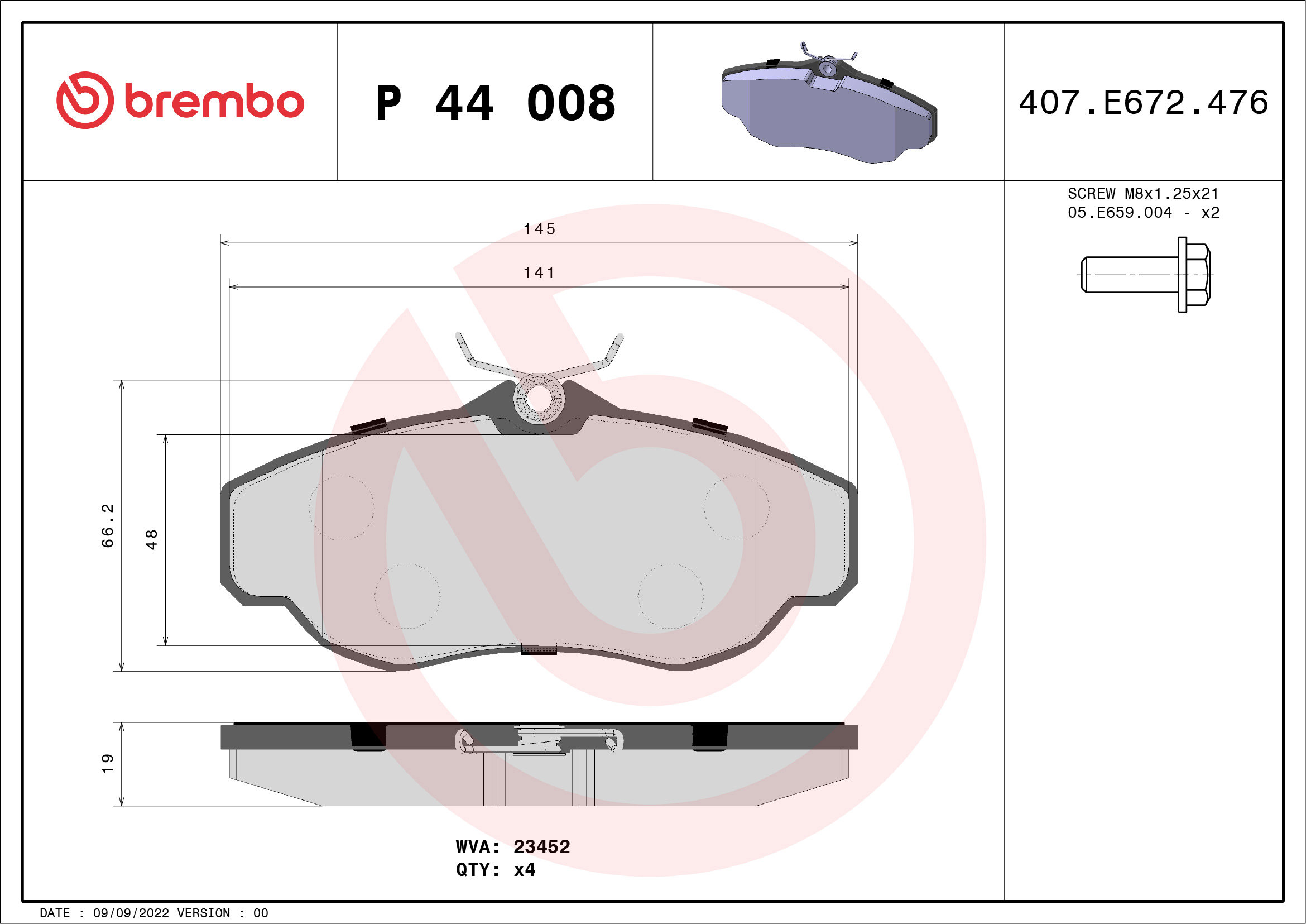 BREMBO Súprava brzdových doštičiek P 44 008