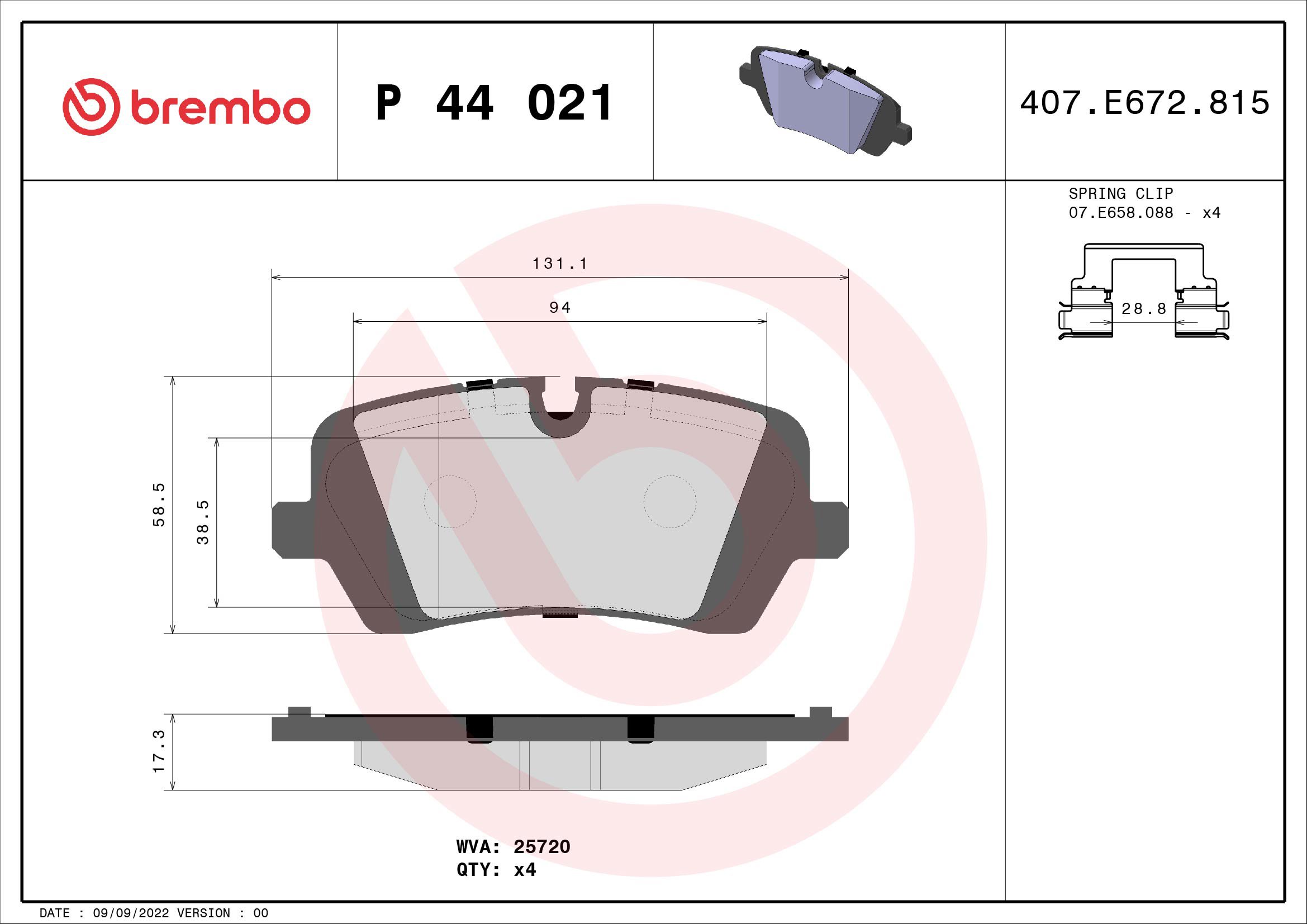 BREMBO Súprava brzdových doštičiek P 44 021