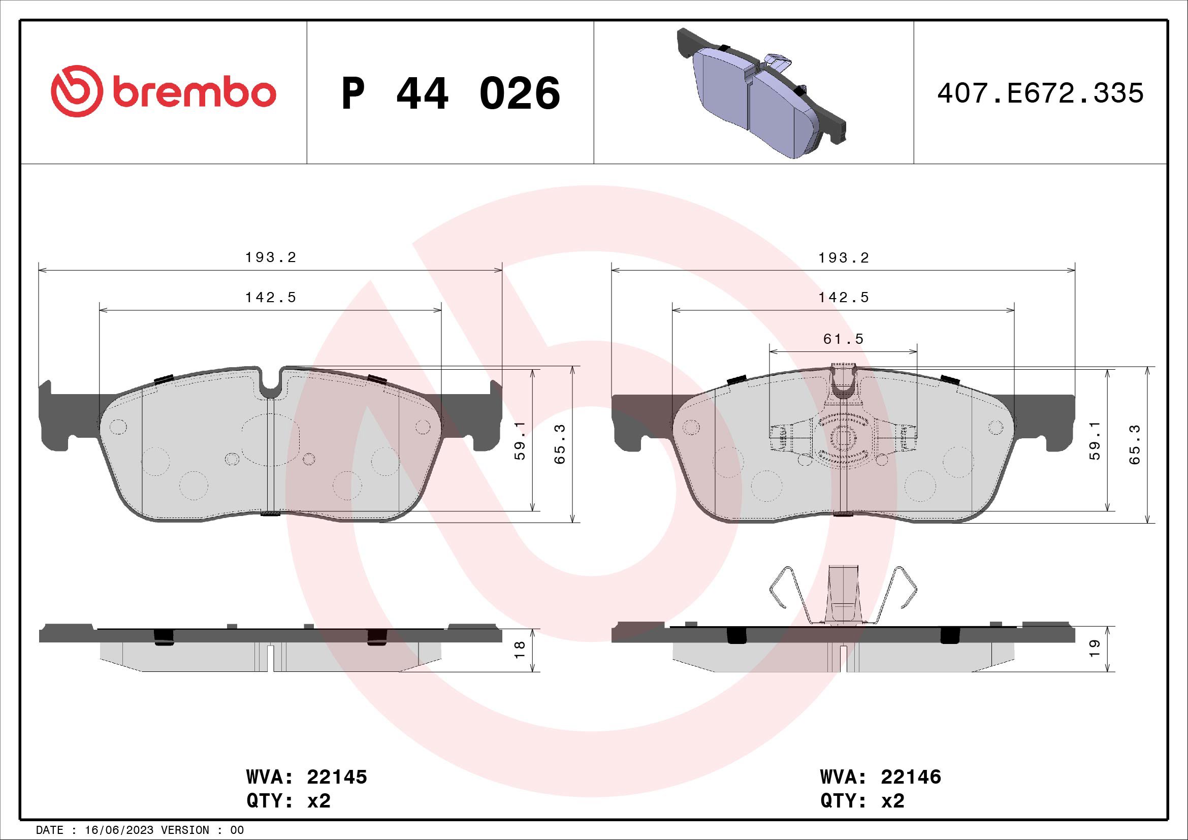 BREMBO Sada brzdových doštičiek P 44 026X